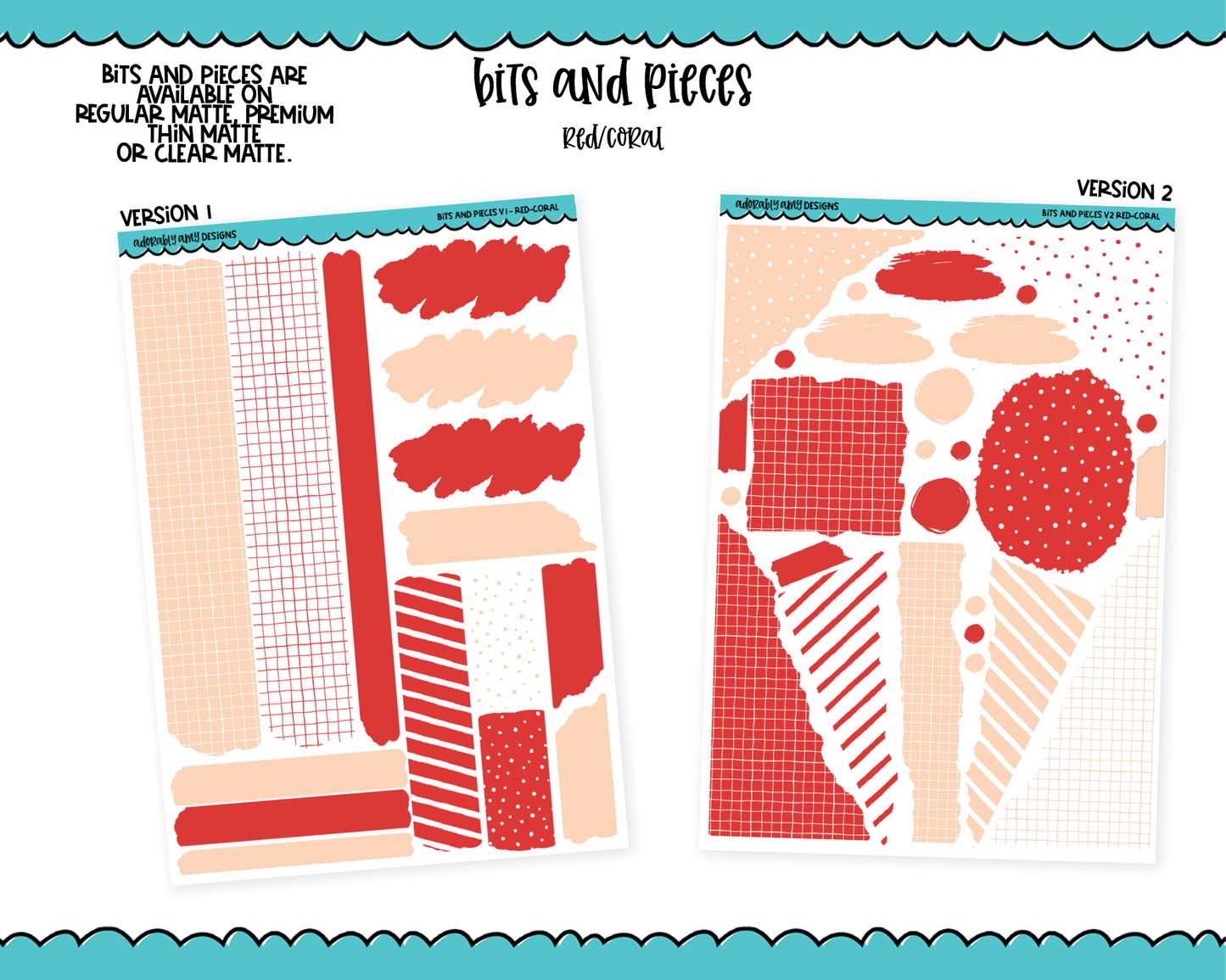 Bits & Pieces V1 & V2- Fun Kit Addons for Any Planner in 13 different Color Schemes