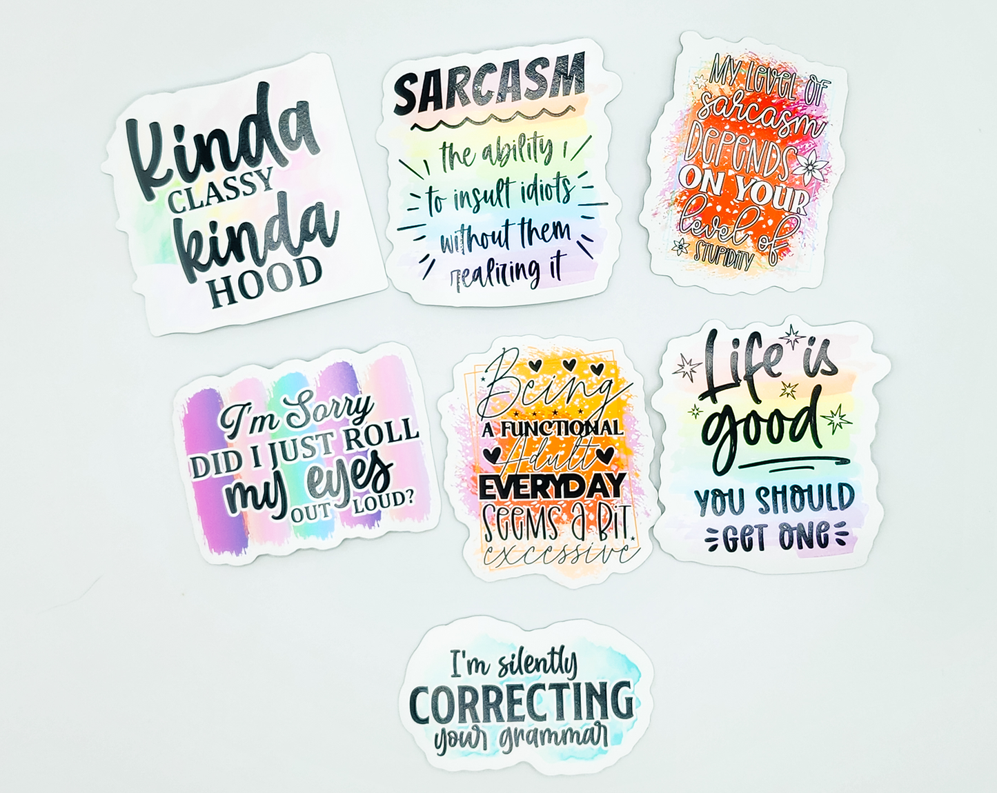 Waterproof Vinyl Large Diecut Stickers - Various Sarcastic/Sarcasm Quotes