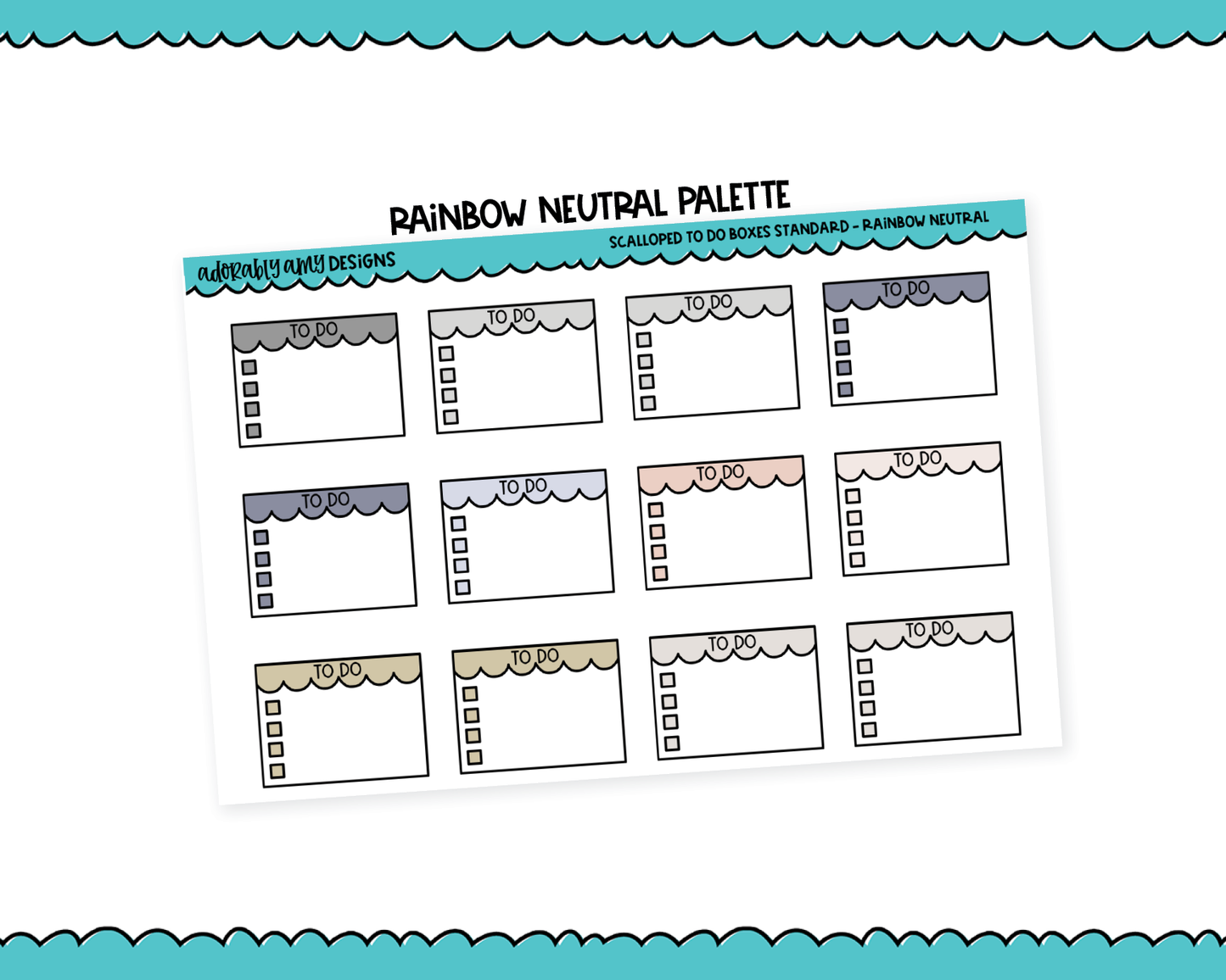 Rainbow Scallop To Do Boxes Standard Stickers for any Planner or Insert