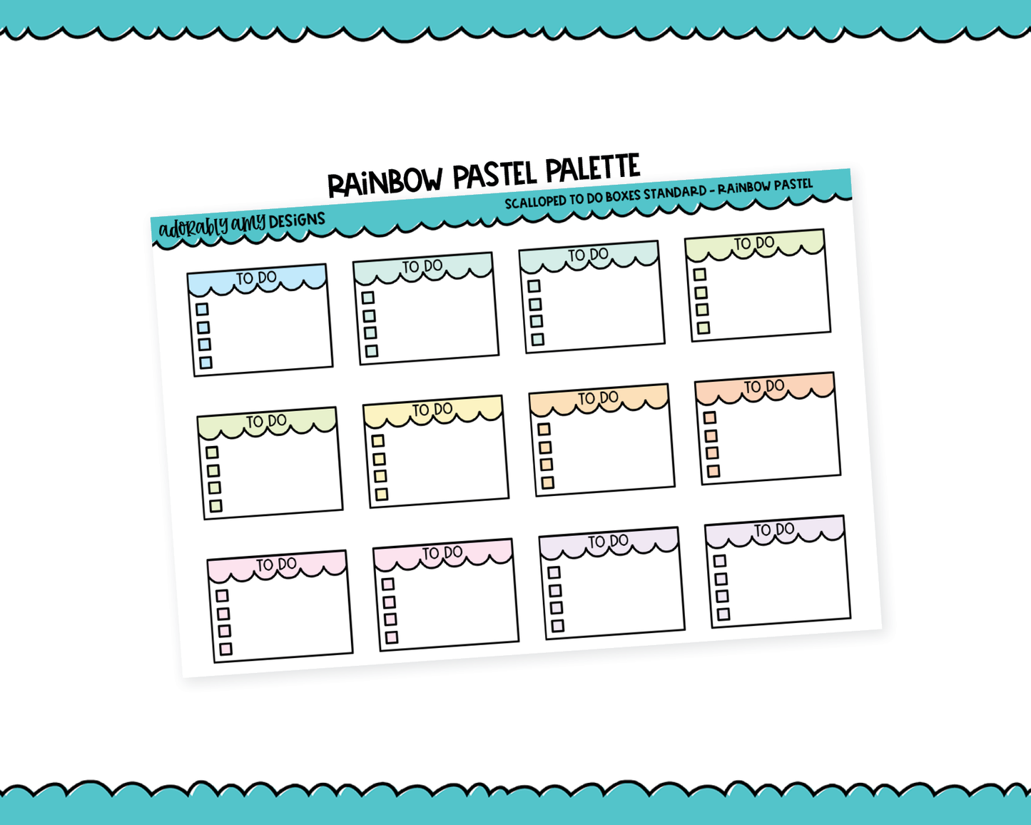 Rainbow Scallop To Do Boxes Standard Stickers for any Planner or Insert