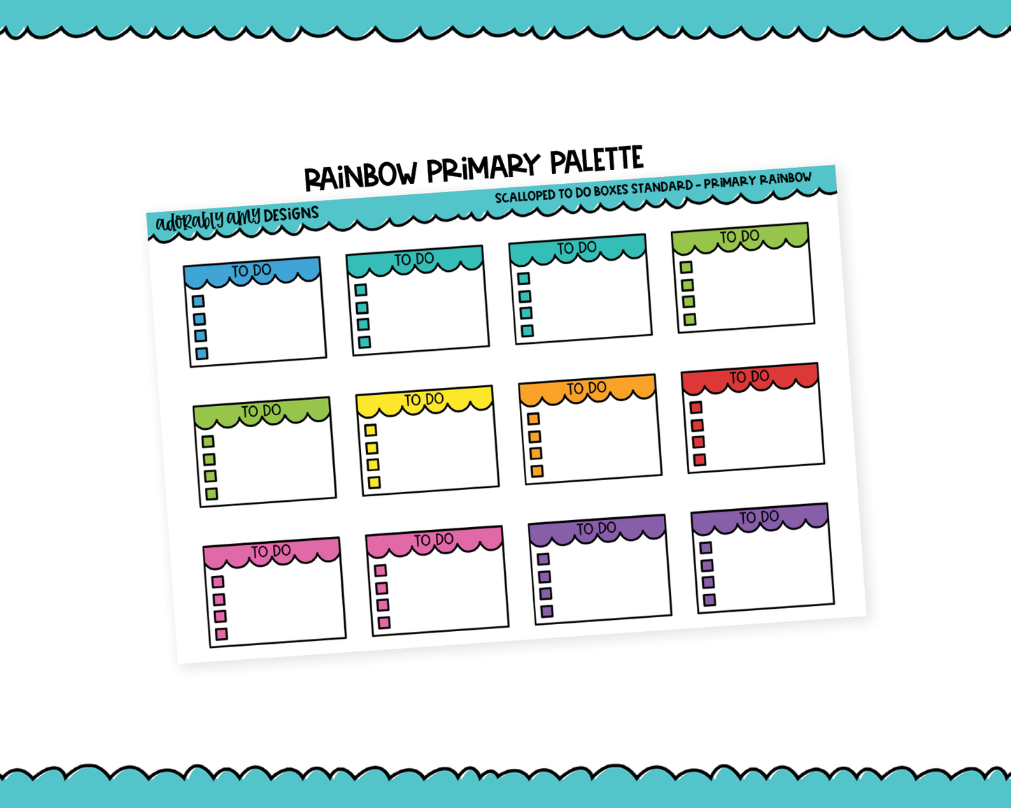 Rainbow Scallop To Do Boxes Standard Stickers for any Planner or Insert