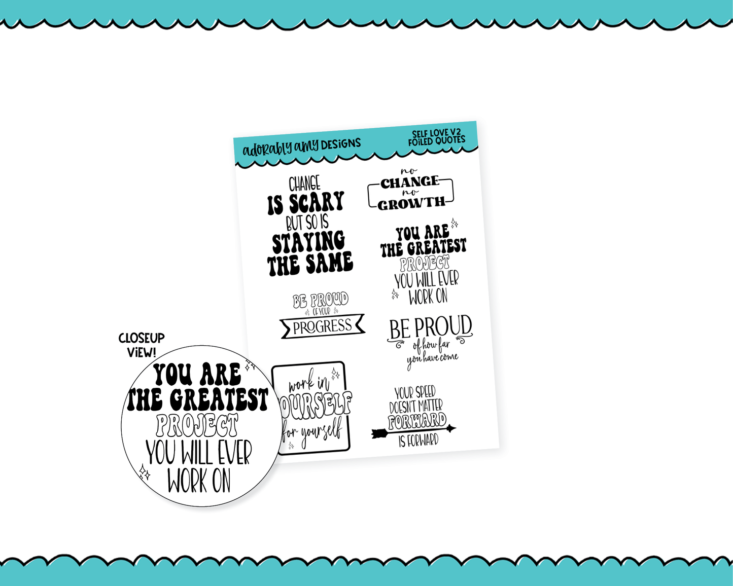 Self Love V2 Quote Sampler Planner Stickers for any Planner or Insert