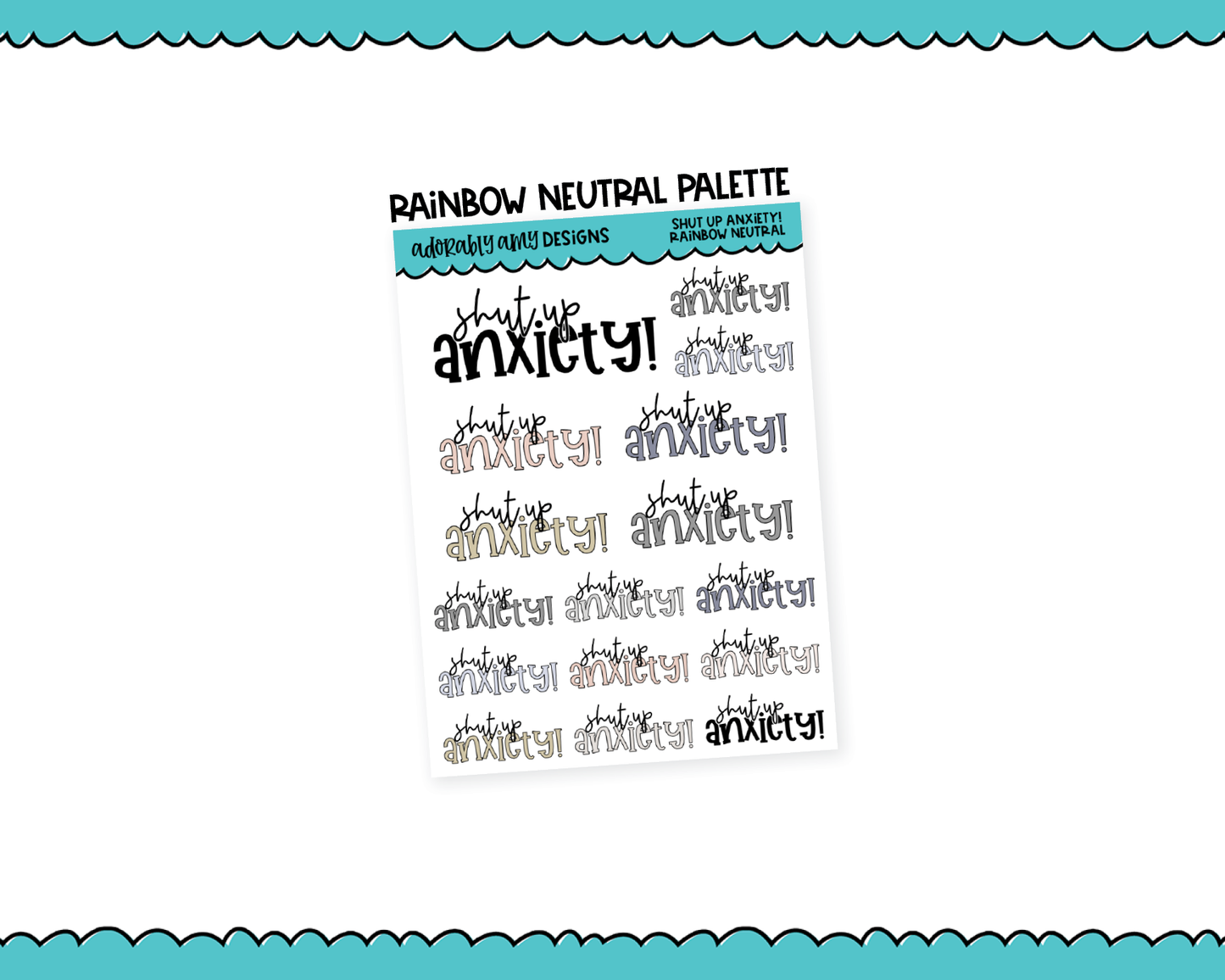 Rainbow or Black Shut Up Anxiety Snarky Typography Planner Stickers for any Planner or Insert