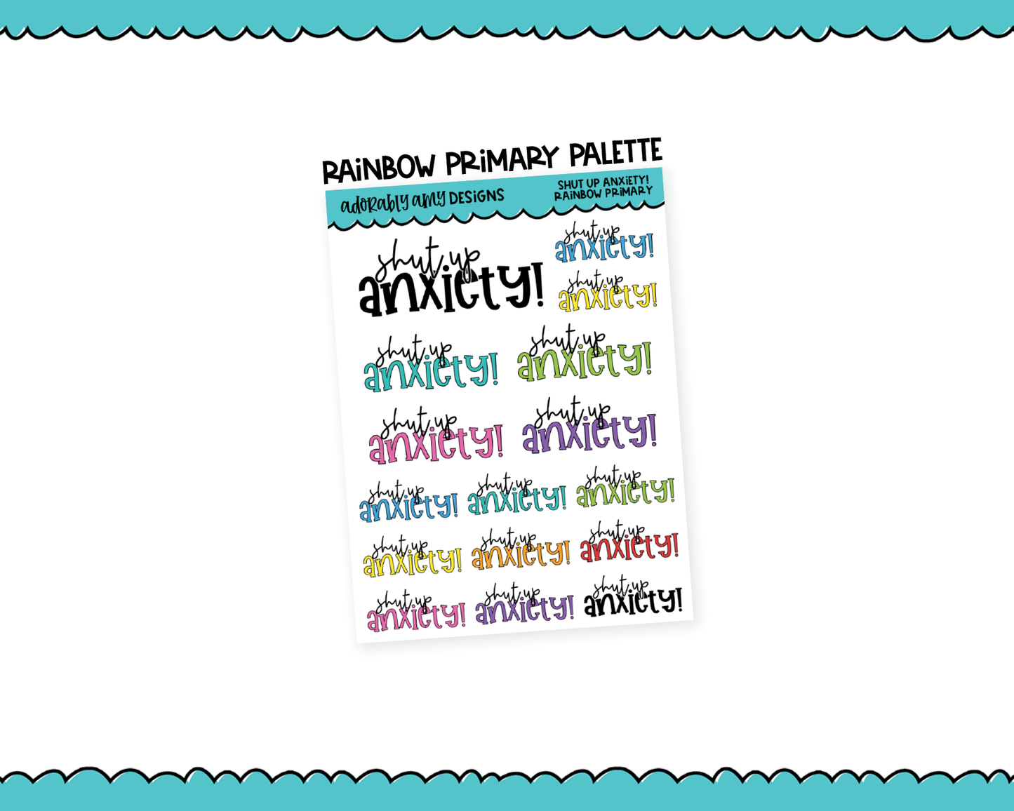 Rainbow or Black Shut Up Anxiety Snarky Typography Planner Stickers for any Planner or Insert