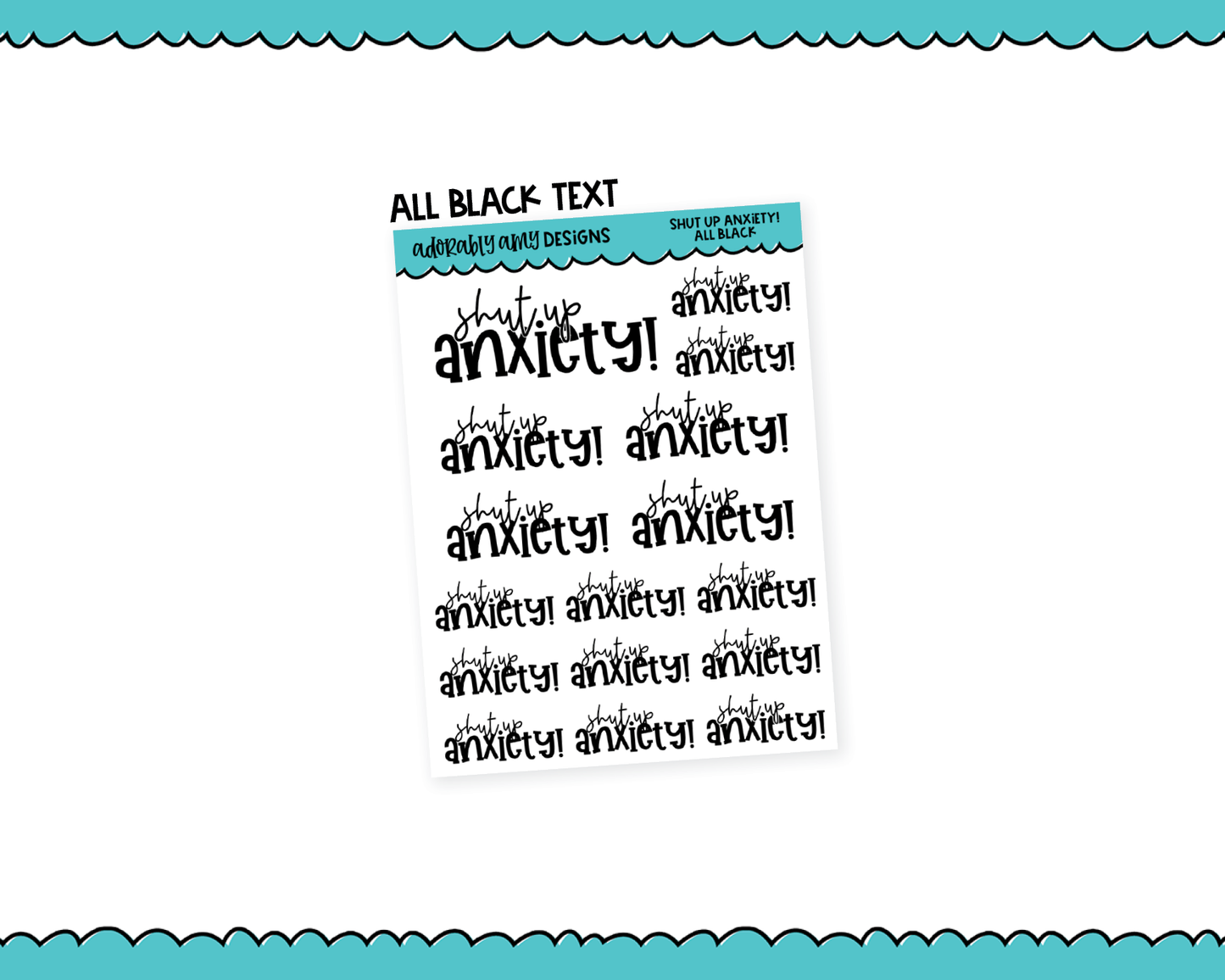 Rainbow or Black Shut Up Anxiety Snarky Typography Planner Stickers for any Planner or Insert