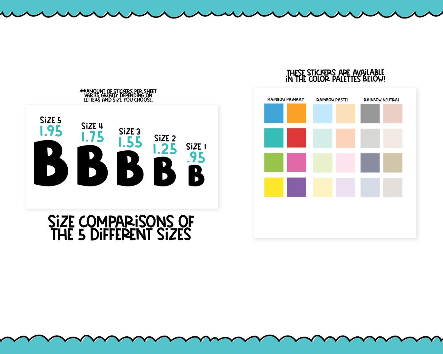 Alpha Bits V1 Number Stickers Grouped By Size Typography Planner Stickers for any Planner or Insert