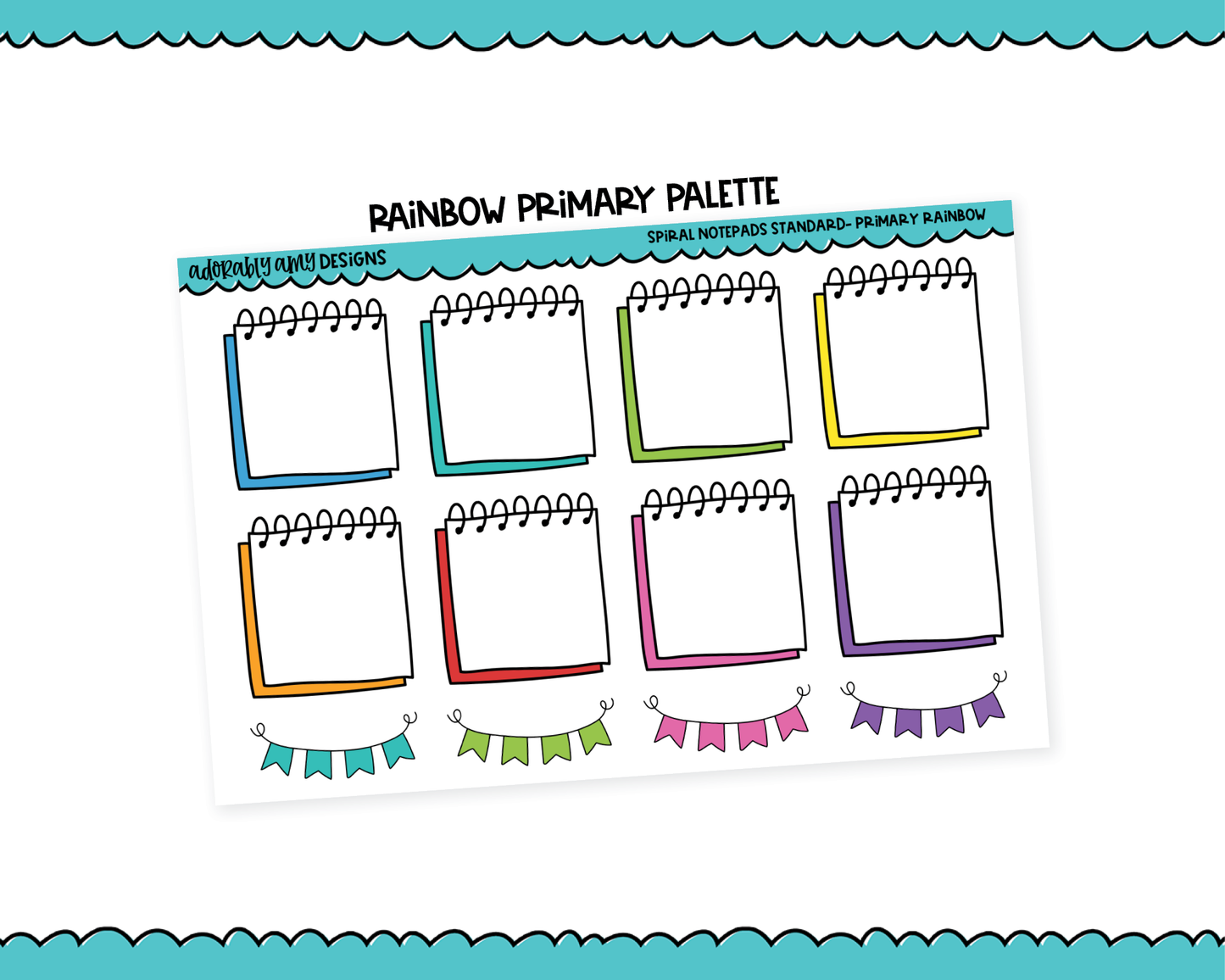 Rainbow Spiral Notepad Boxes Standard Stickers for any Planner or Insert