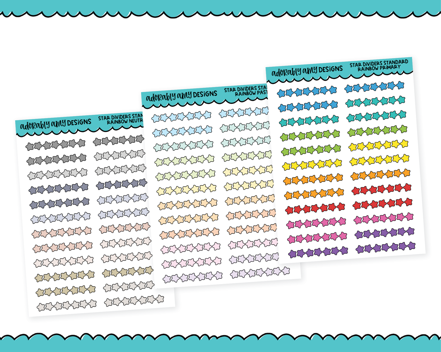 Rainbow Star Dividers Standard Size Stickers for any Planner or Insert