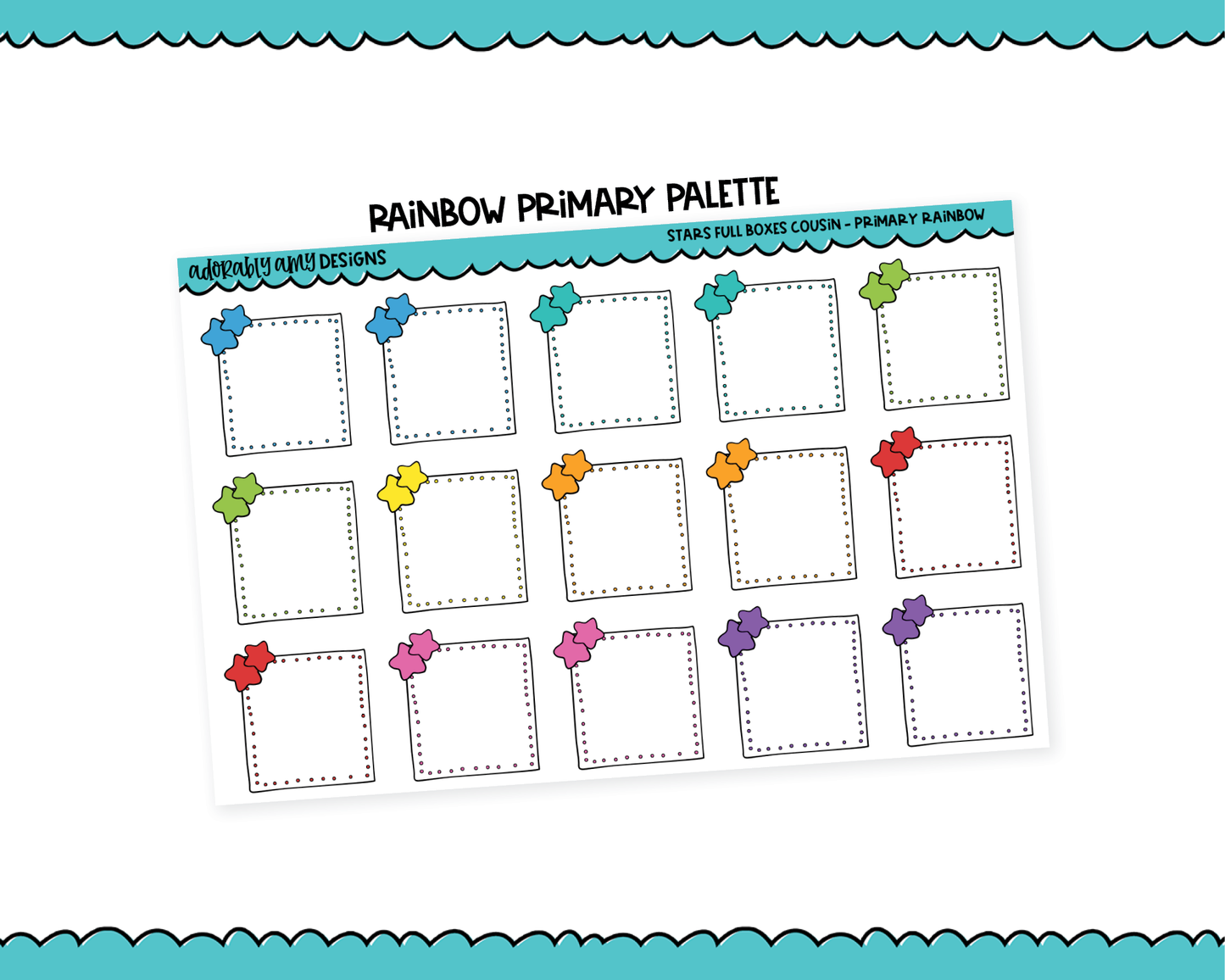 Hobo Cousin Rainbow Star Full Boxes Planner Stickers for Hobo Cousin or any Planner or Insert