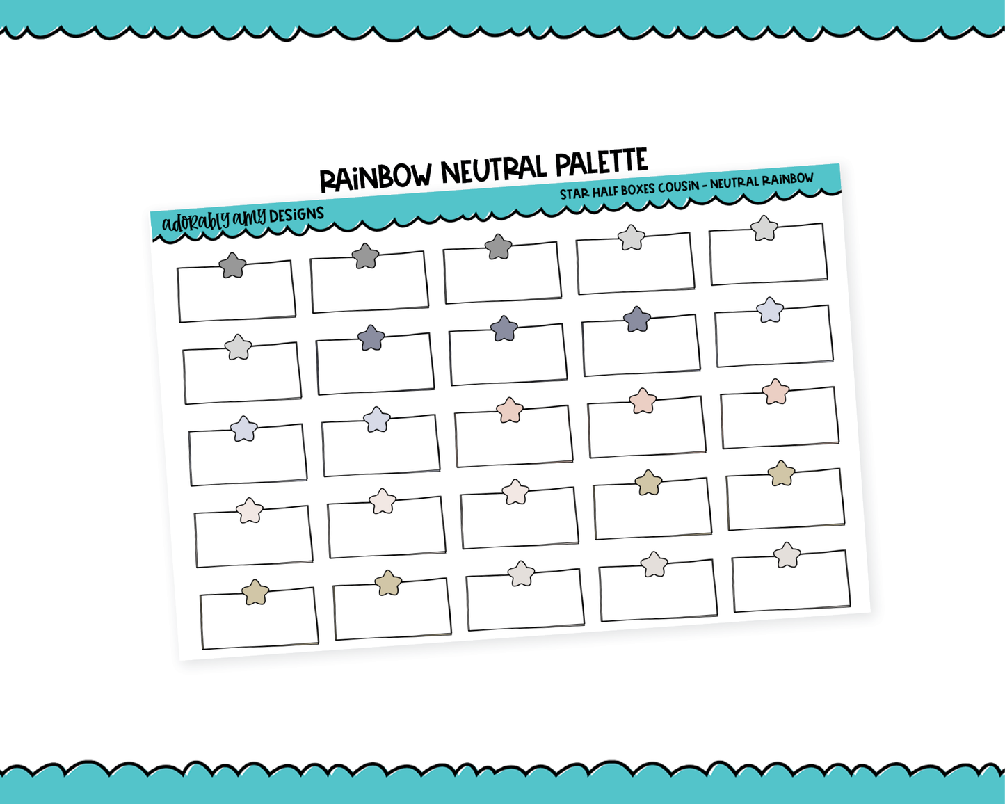 Hobo Cousin Rainbow Star Half Boxes Planner Stickers for Hobo Cousin or any Planner or Insert