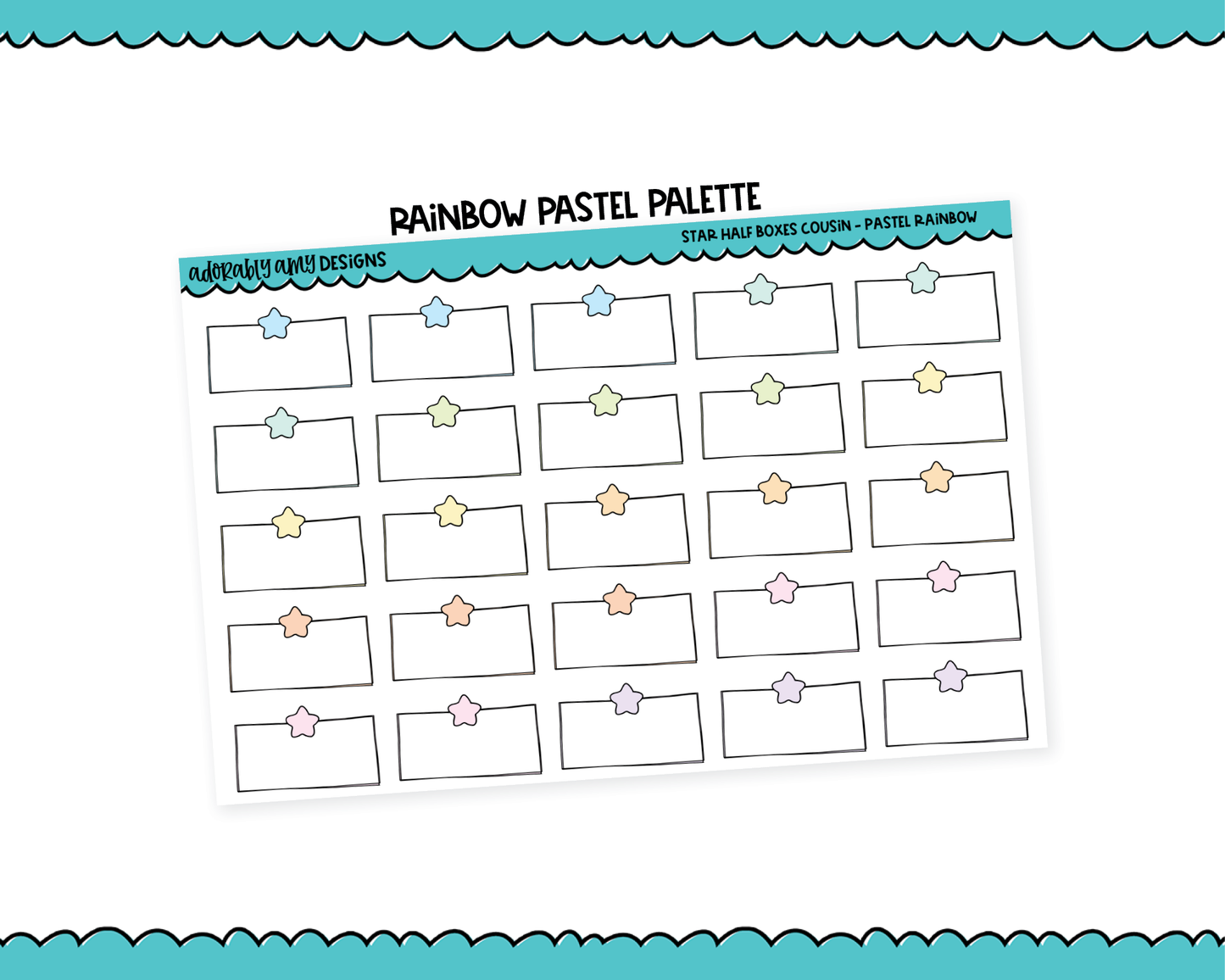 Hobo Cousin Rainbow Star Half Boxes Planner Stickers for Hobo Cousin or any Planner or Insert