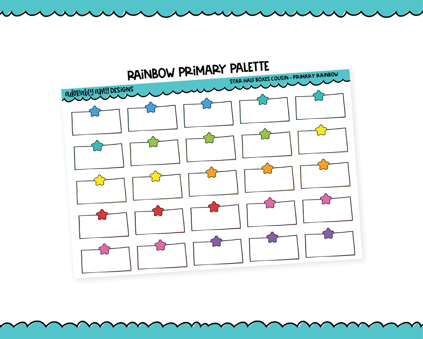 Hobo Cousin Rainbow Star Half Boxes Planner Stickers for Hobo Cousin or any Planner or Insert