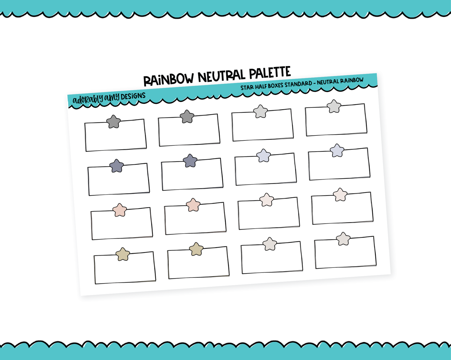 Rainbow Star Half Boxes Standard Size Stickers for any Planner or Insert