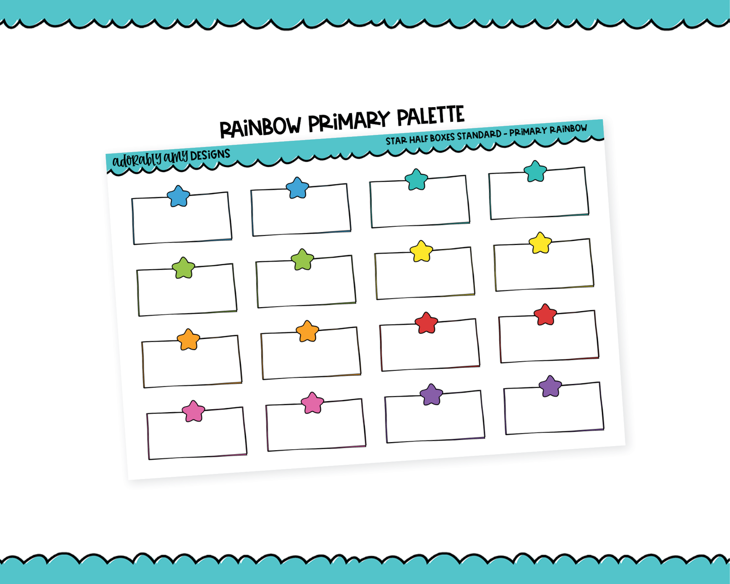 Rainbow Star Half Boxes Standard Size Stickers for any Planner or Insert