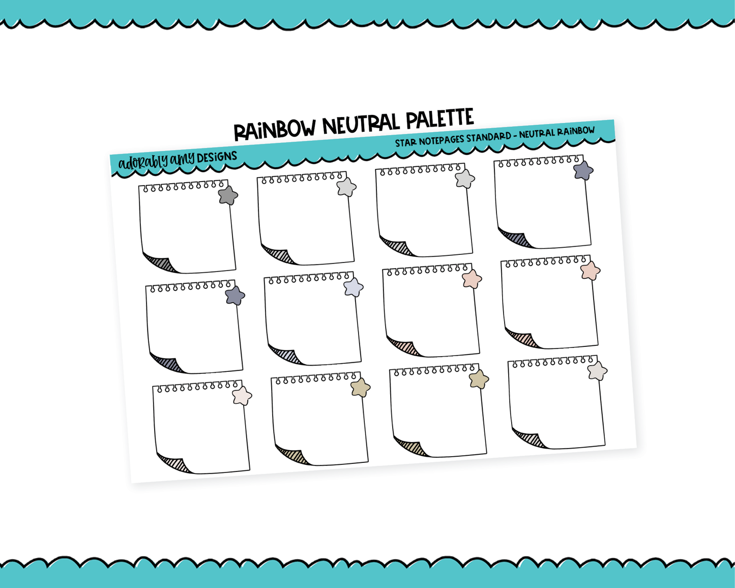 Rainbow Star Notepage Boxes Standard Size Stickers for any Planner or Insert