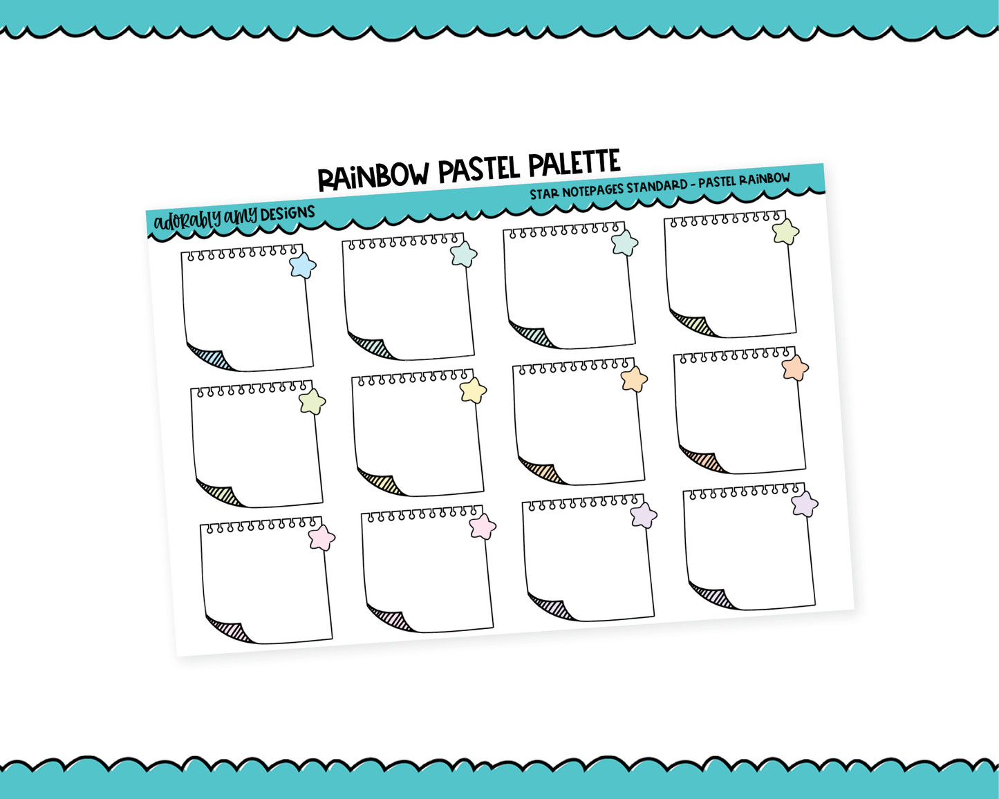 Rainbow Star Notepage Boxes Standard Size Stickers for any Planner or Insert