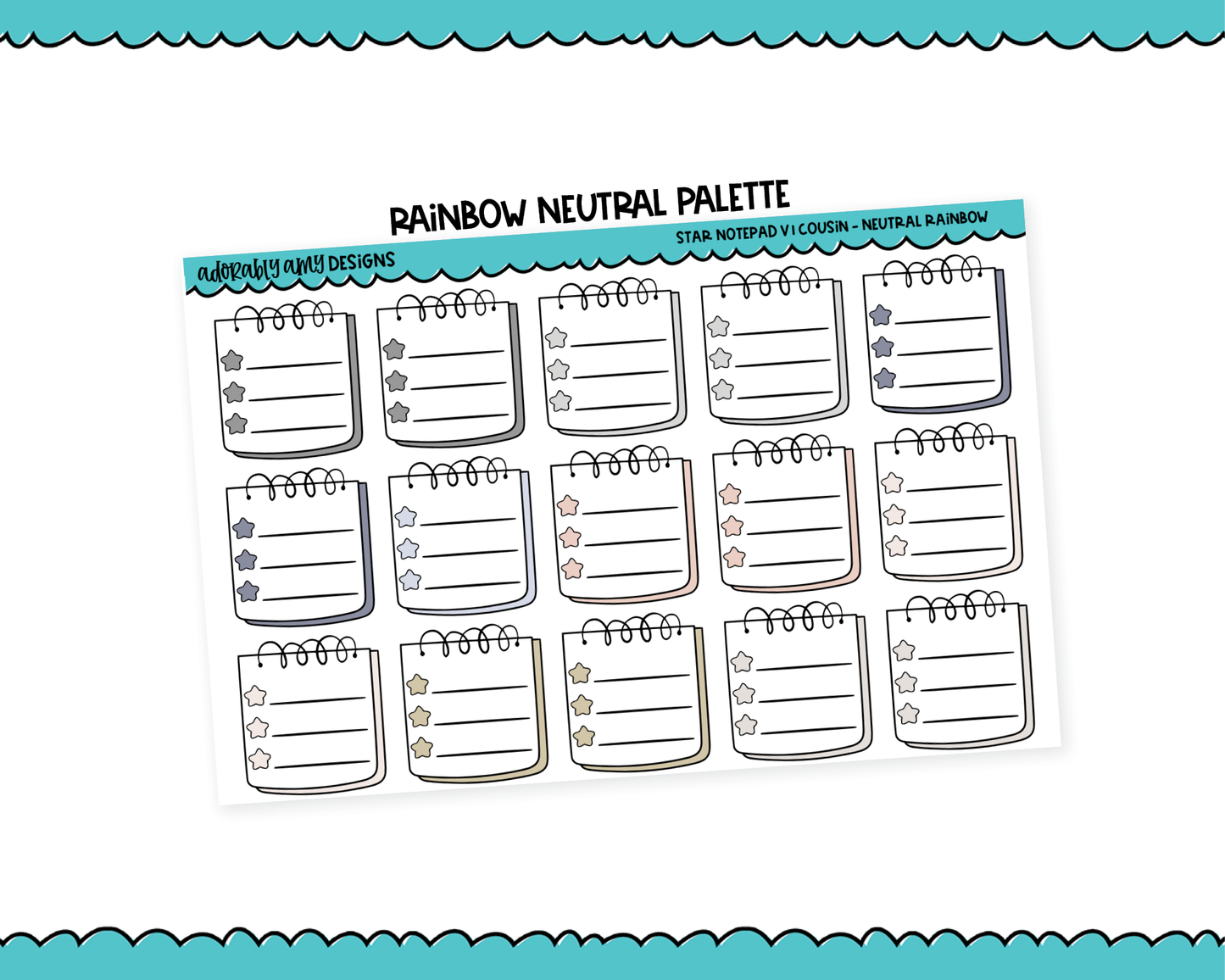 Hobo Cousin Rainbow Star Notepads List Boxes V1 Planner Stickers for Hobo Cousin or any Planner or Insert