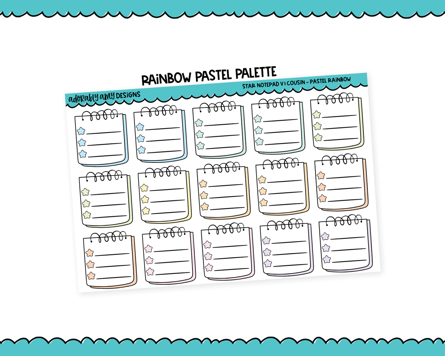 Hobo Cousin Rainbow Star Notepads List Boxes V1 Planner Stickers for Hobo Cousin or any Planner or Insert