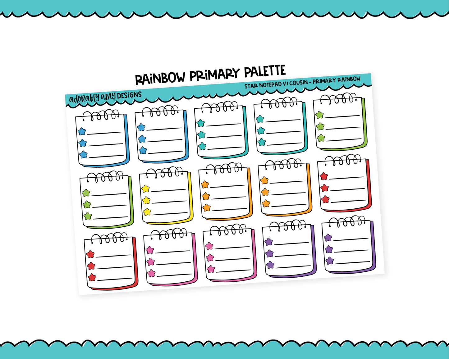 Hobo Cousin Rainbow Star Notepads List Boxes V1 Planner Stickers for Hobo Cousin or any Planner or Insert