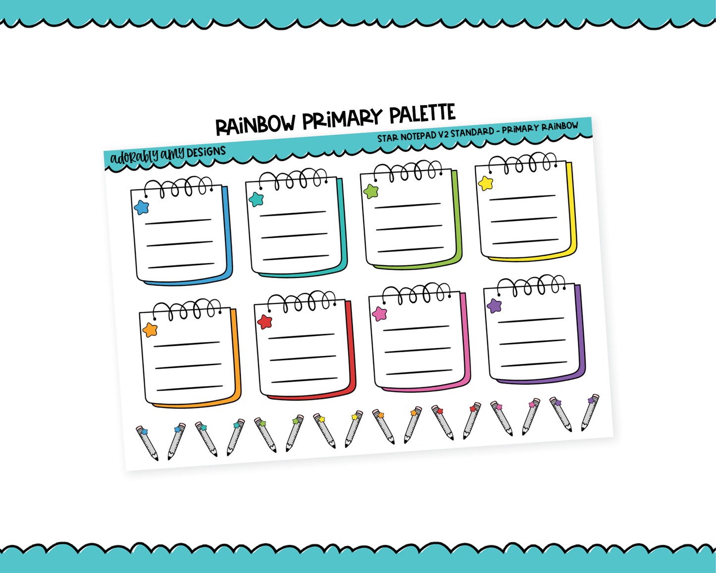 Rainbow Star Notepad V2 List Boxes Standard Size Stickers for any Planner or Insert