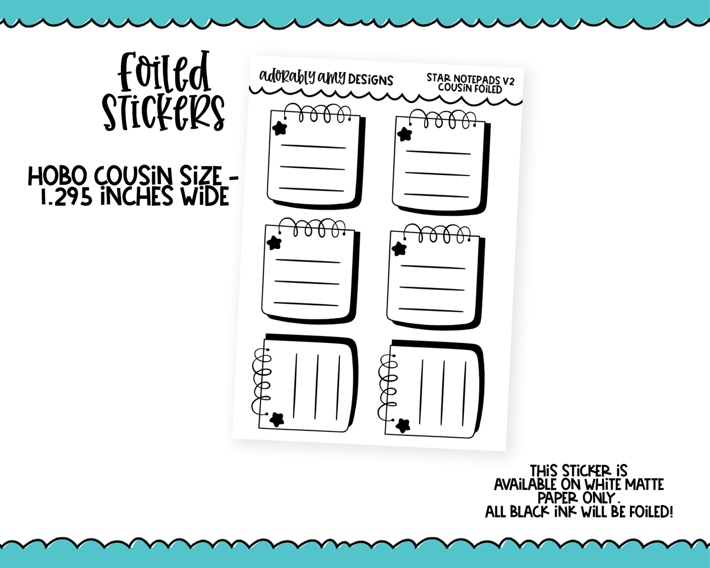 Foiled Hobo Cousin Star Notepad V2 List Box Planner Stickers for Hobo Cousin or any Planner or Insert