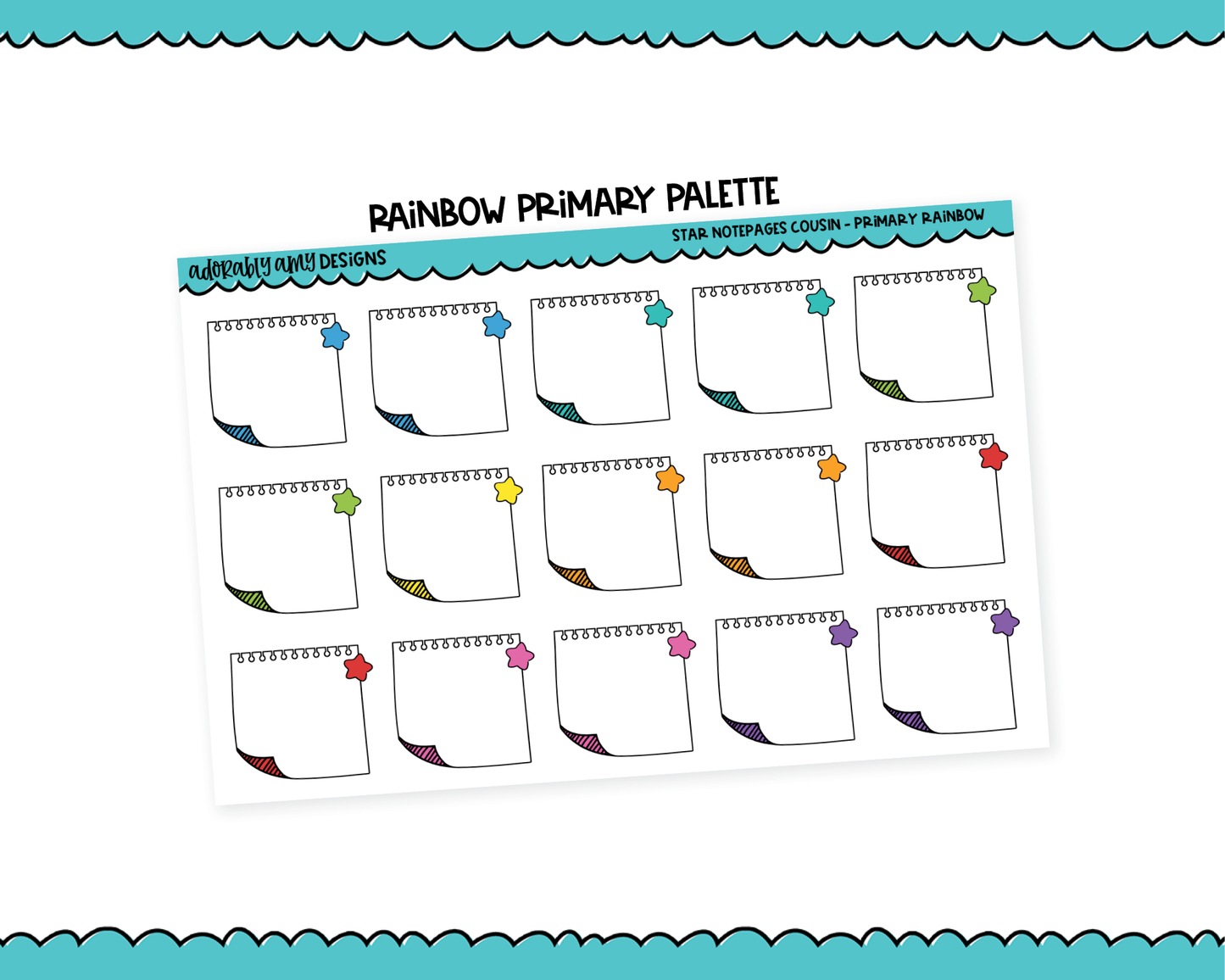 Hobo Cousin Rainbow Star Notepage Boxes Planner Stickers for Hobo Cousin or any Planner or Insert