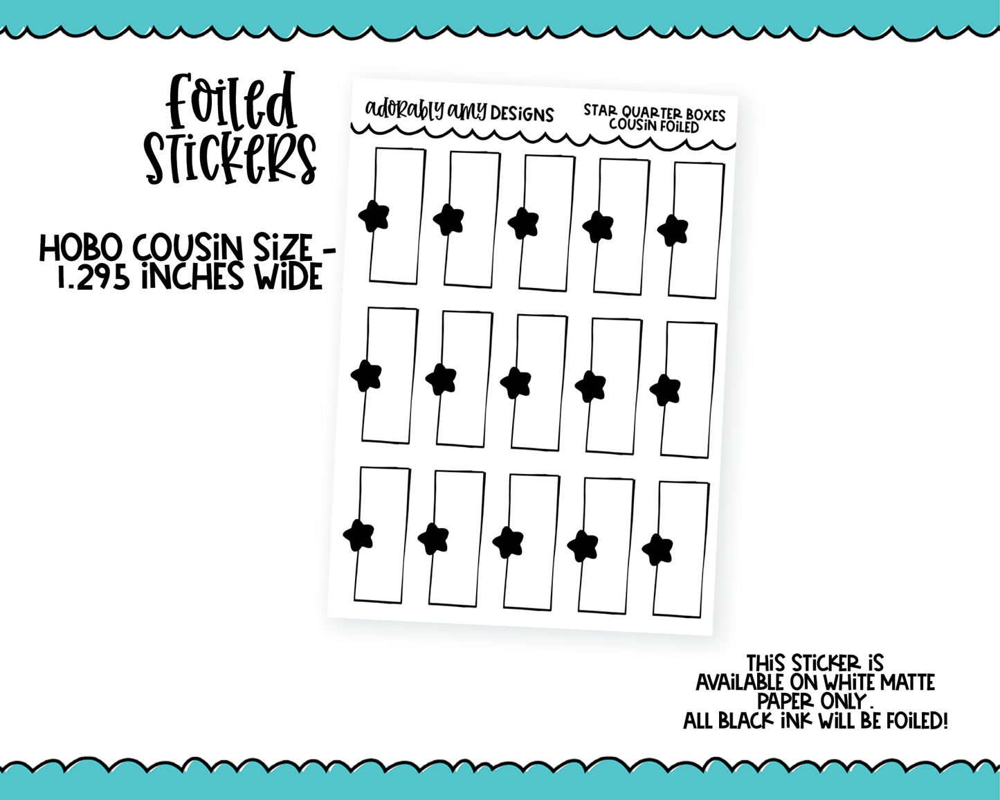 Foiled Hobo Cousin Star Quarter Box Planner Stickers for Hobo Cousin or any Planner or Insert