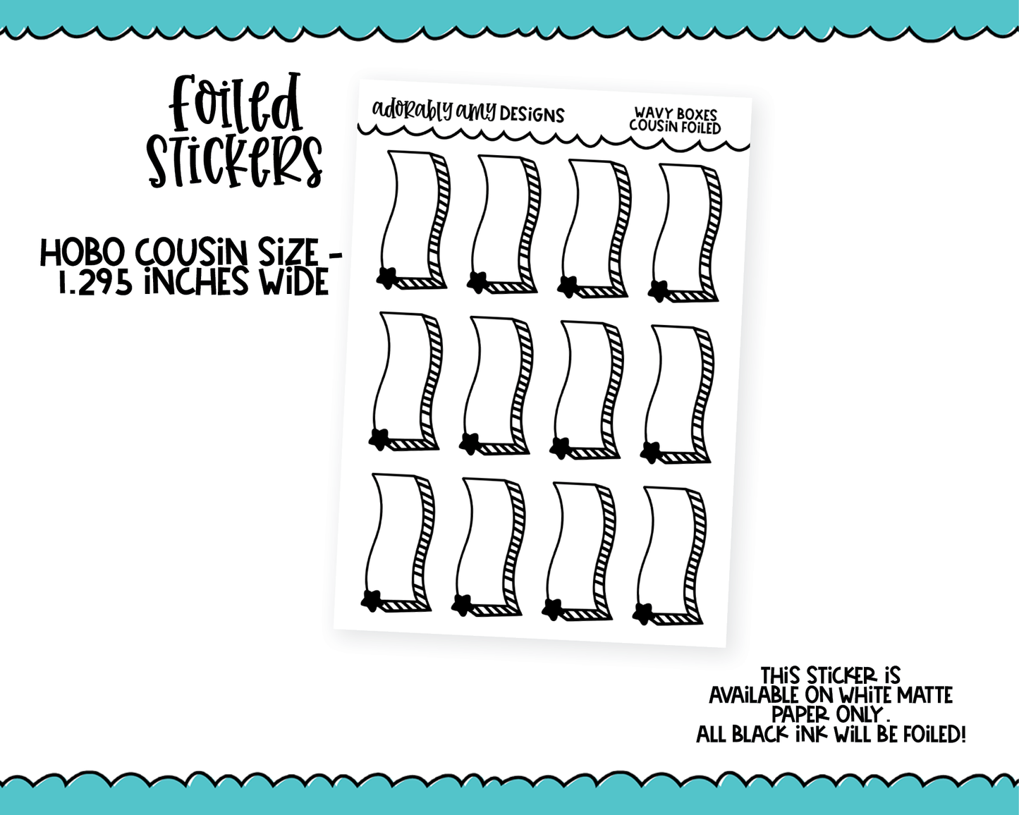 Foiled Hobo Cousin Star Wavy Quarter Box Planner Stickers for Hobo Cousin or any Planner or Insert