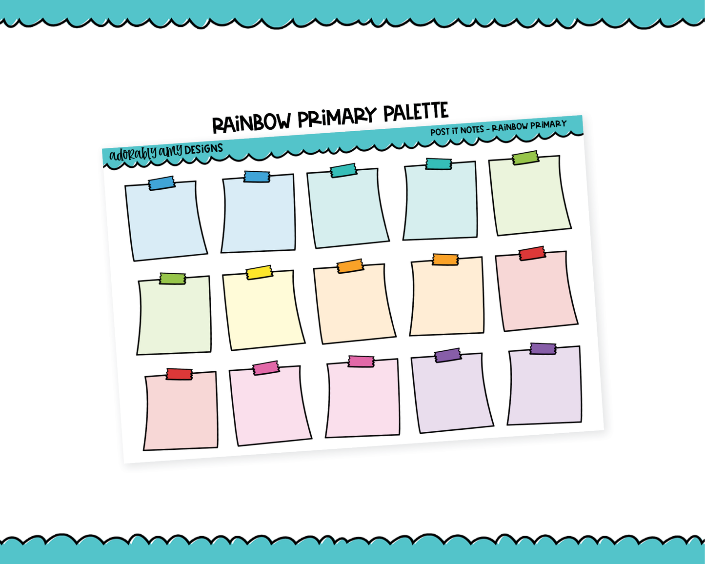 Rainbow Sticky Note Boxes Stickers for any Planner or Insert