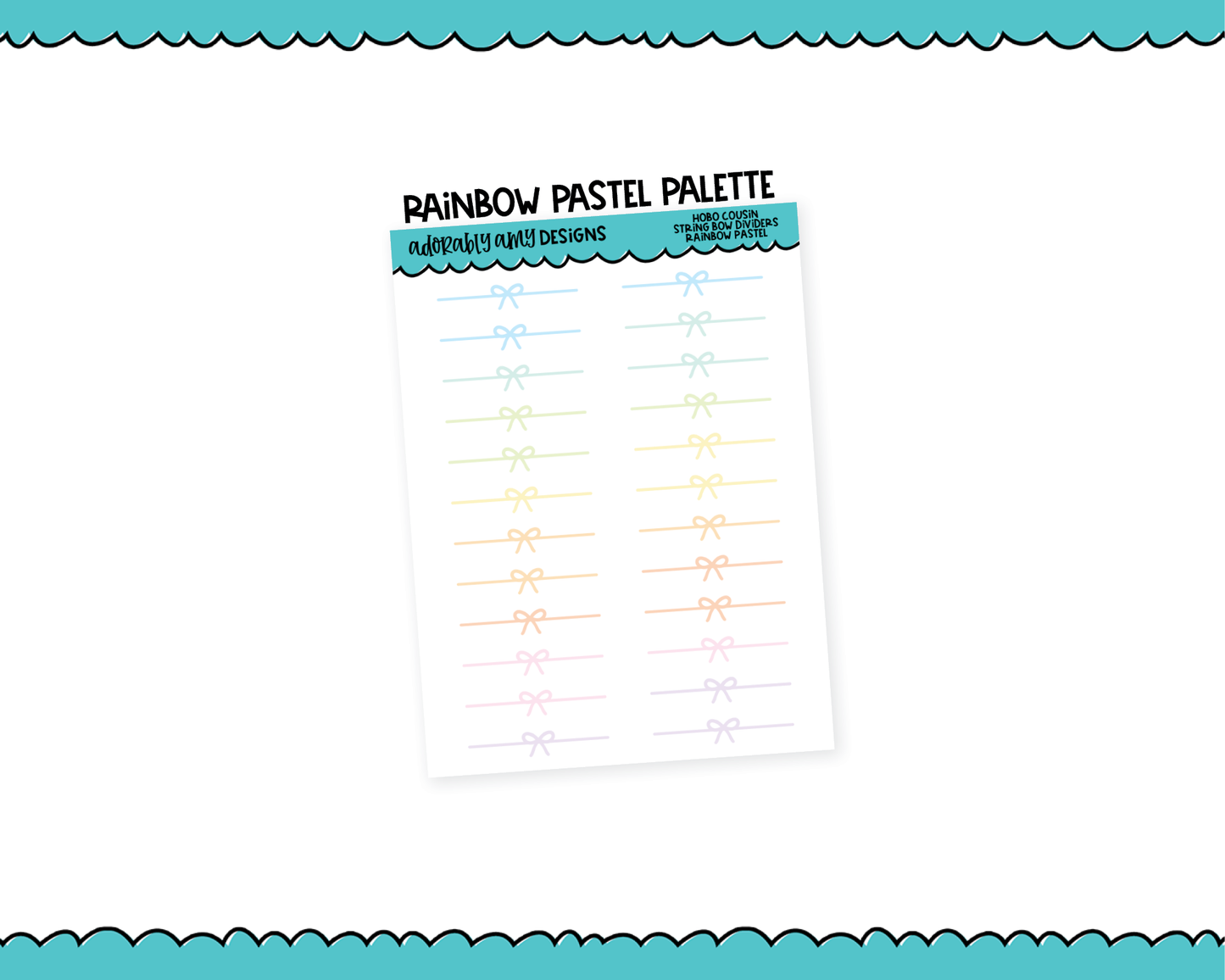 Hobo Cousin Rainbow String Bows Headers or Dividers Planner Stickers for Hobo Cousin or any Planner or Insert