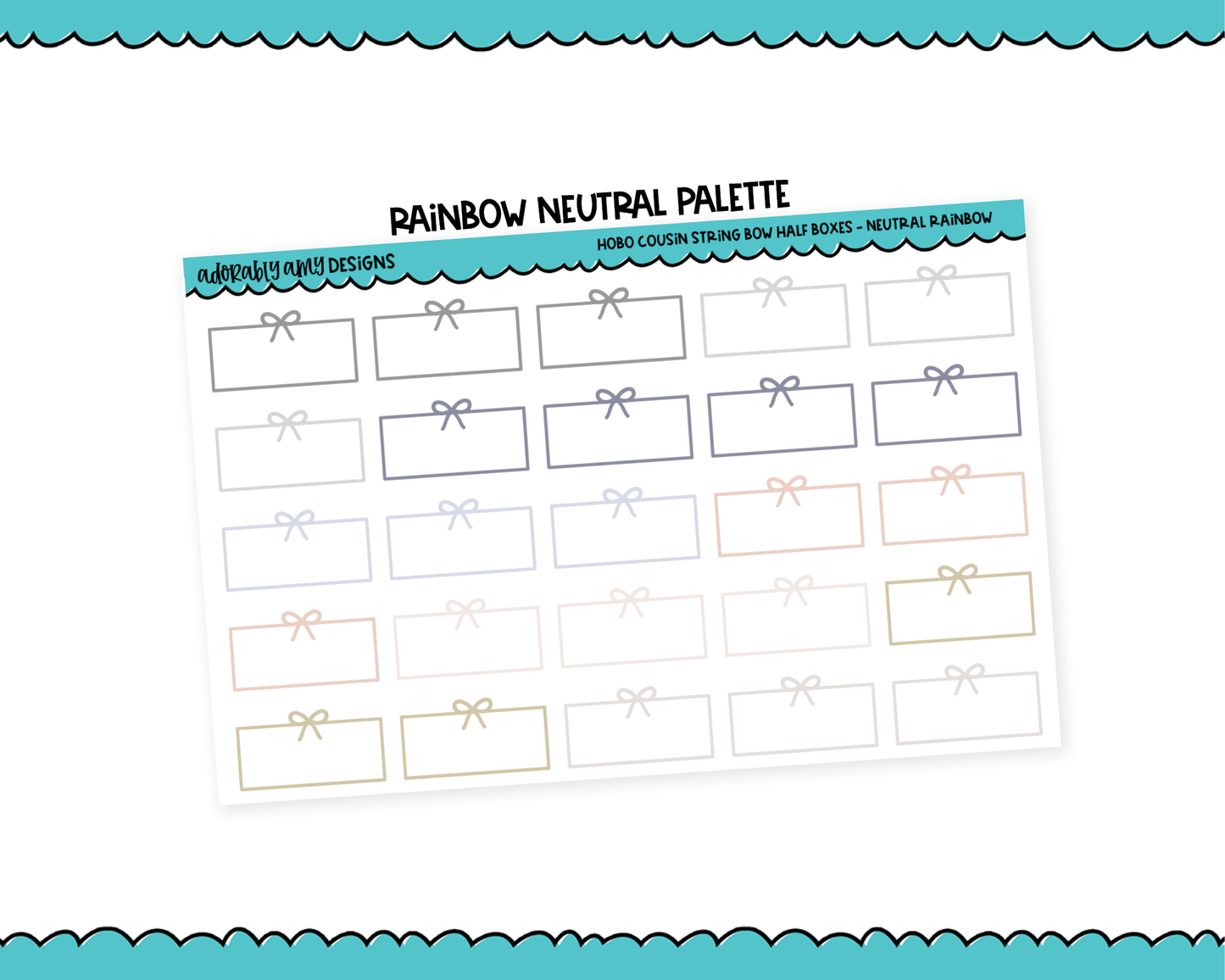 Hobo Cousin Rainbow String Bow Half Box Planner Stickers for Hobo Cousin or any Planner or Insert