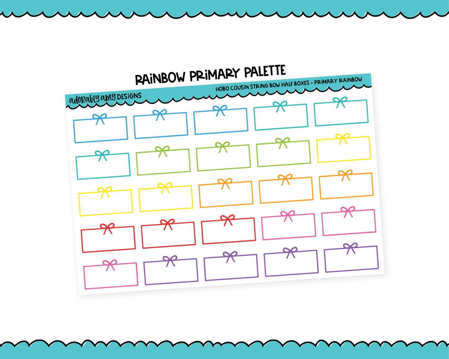 Hobo Cousin Rainbow String Bow Half Box Planner Stickers for Hobo Cousin or any Planner or Insert