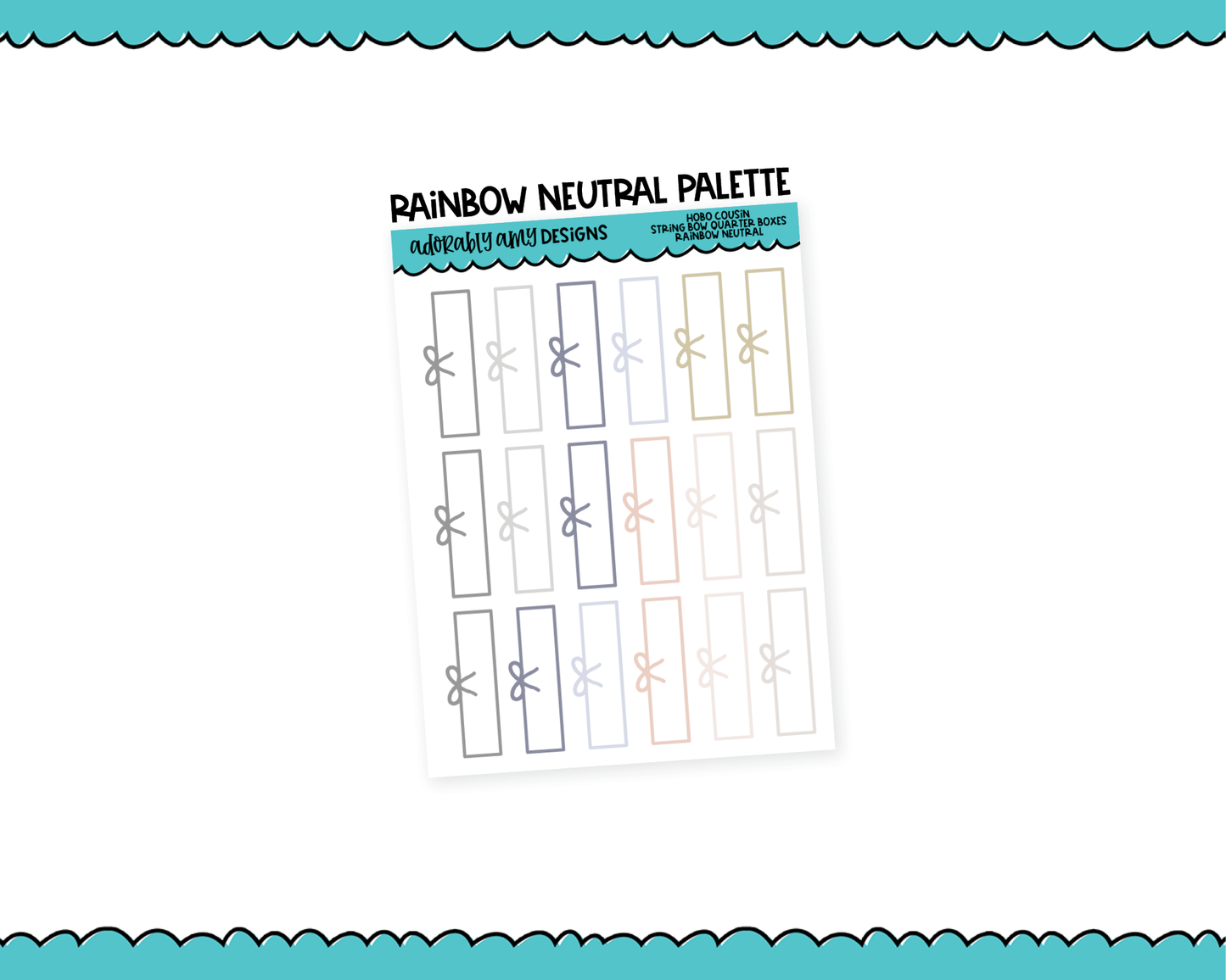 Hobo Cousin Rainbow String Bow Quarter Box Planner Stickers for Hobo Cousin or any Planner or Insert