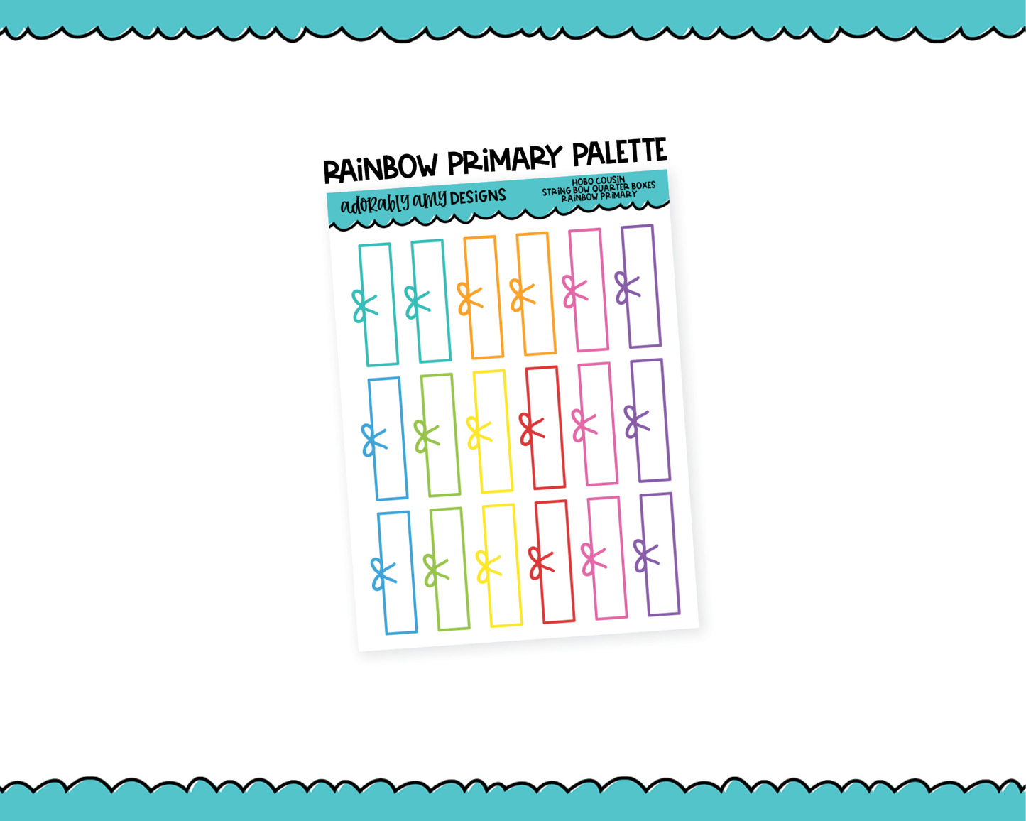Hobo Cousin Rainbow String Bow Quarter Box Planner Stickers for Hobo Cousin or any Planner or Insert
