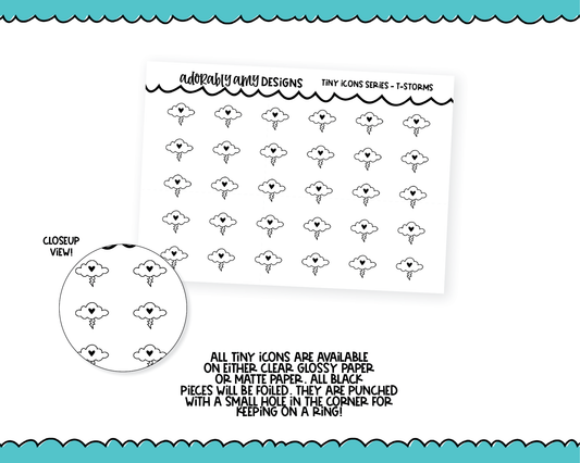 Foiled Tiny Icon Series - Thunderstorms Tiny Size Planner Stickers for any Planner or Insert