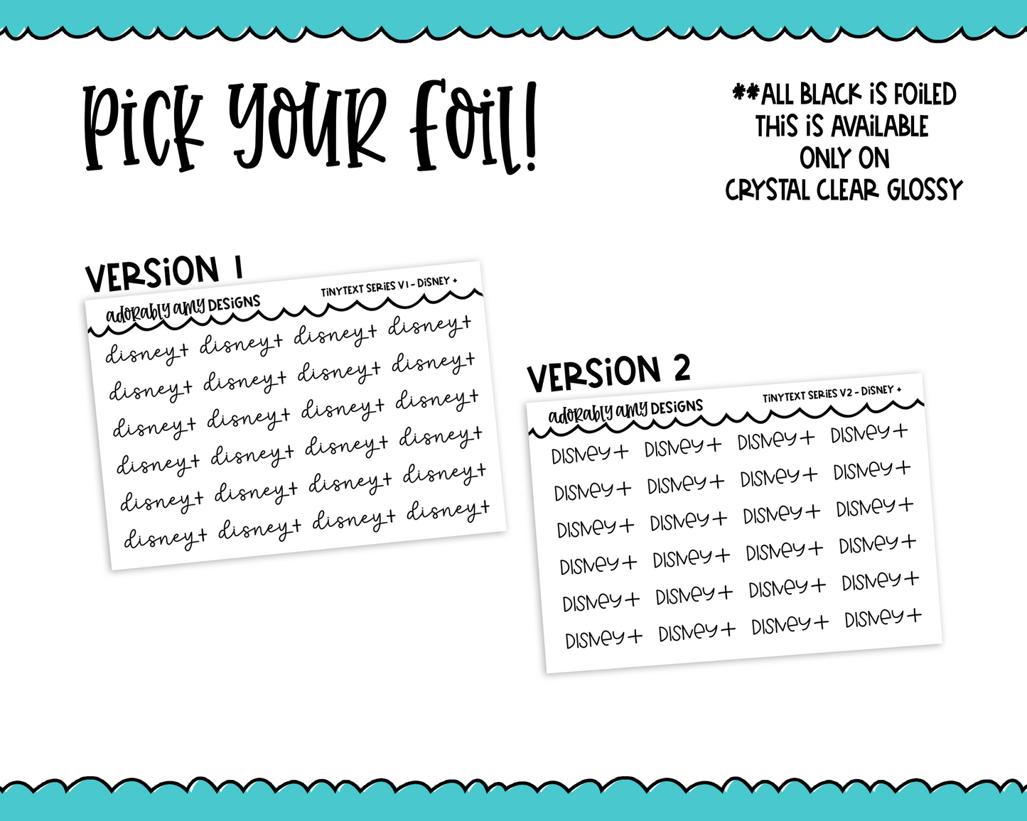 Foiled Tiny Text Series - Disney+ Checklist Size Planner Stickers for any Planner or Insert - Adorably Amy Designs