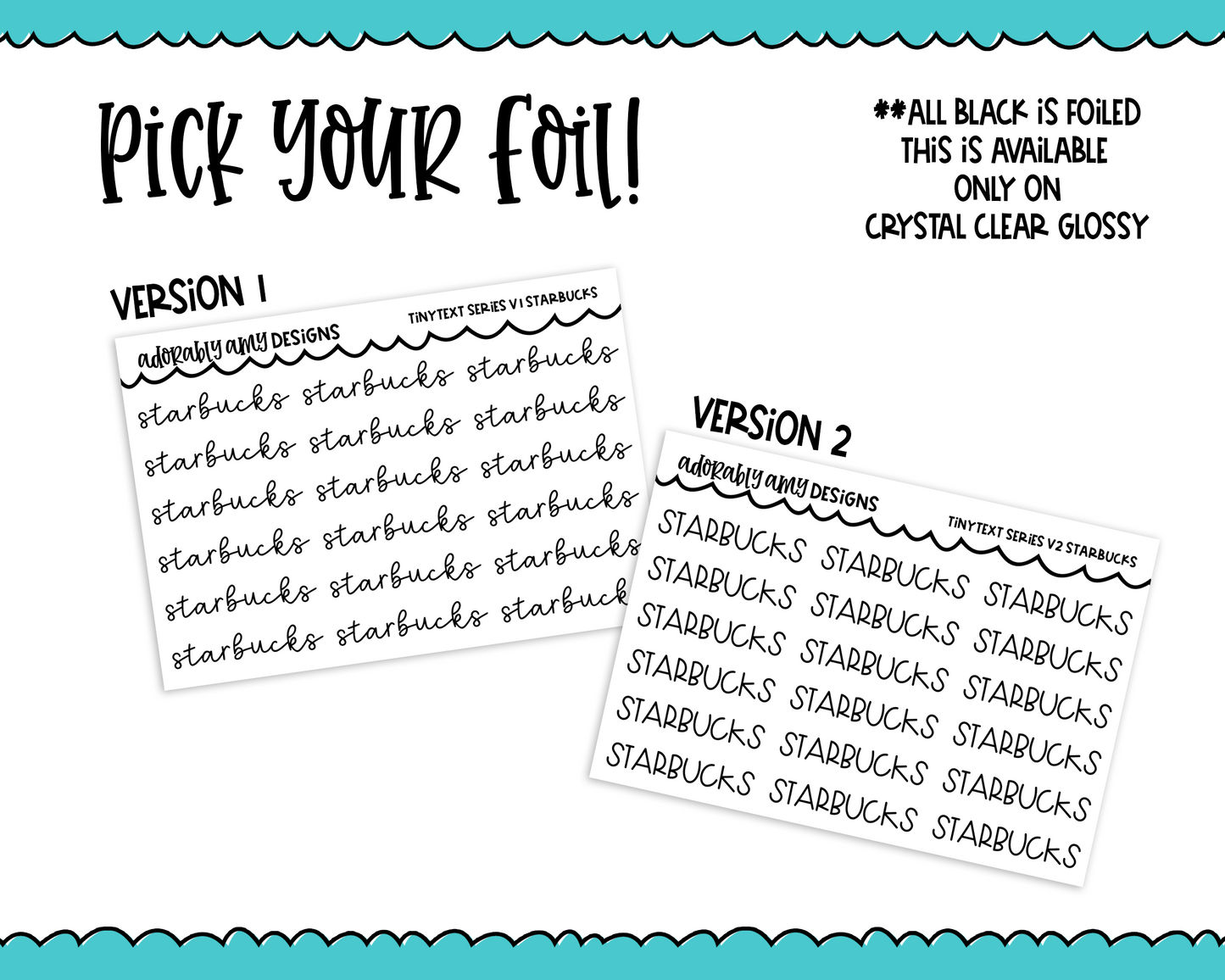 Foiled Tiny Text Series - Starbucks Checklist Size Planner Stickers for any Planner or Insert - Adorably Amy Designs