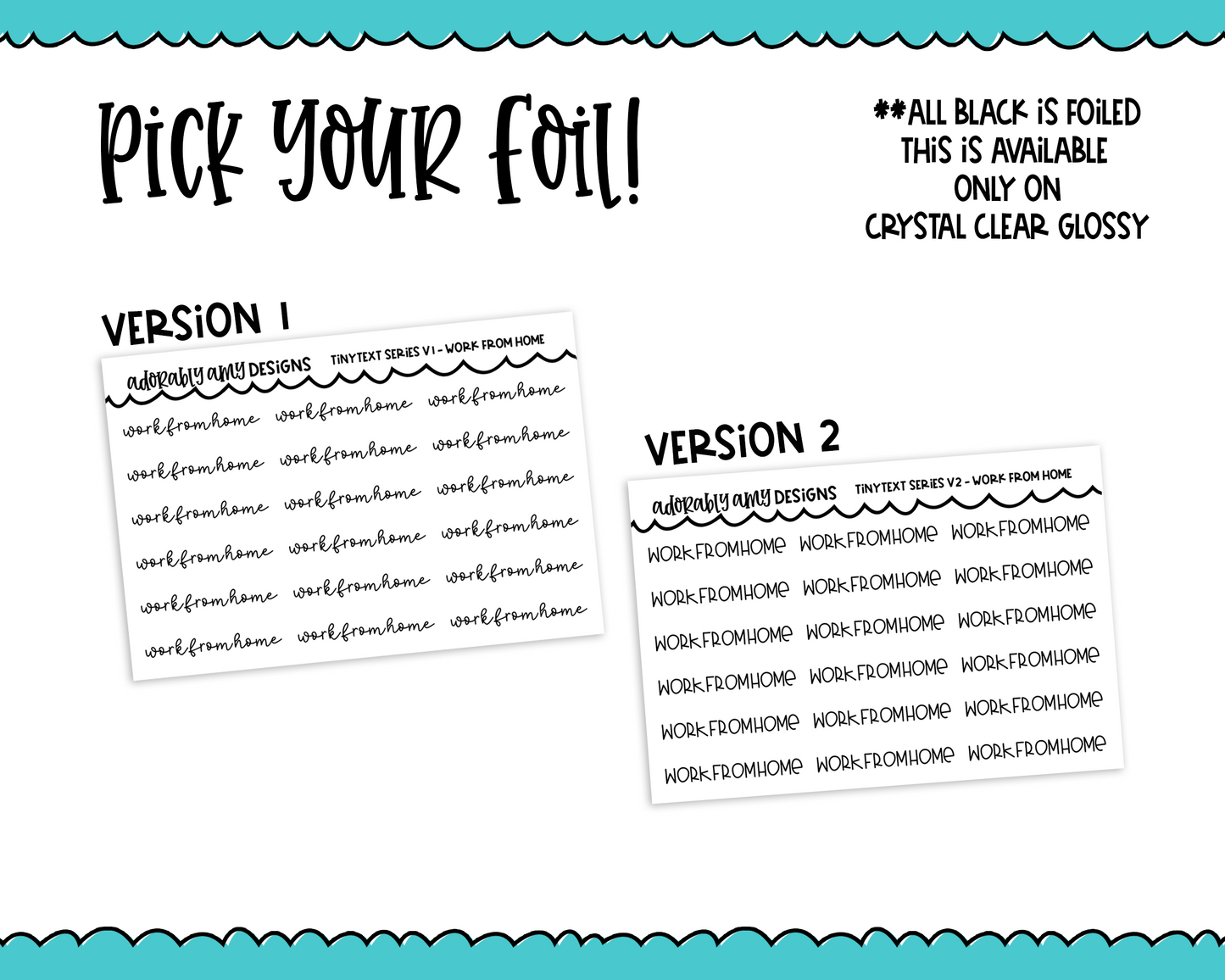 Foiled Tiny Text Series - Work From Home Checklist Size Planner Stickers for any Planner or Insert - Adorably Amy Designs