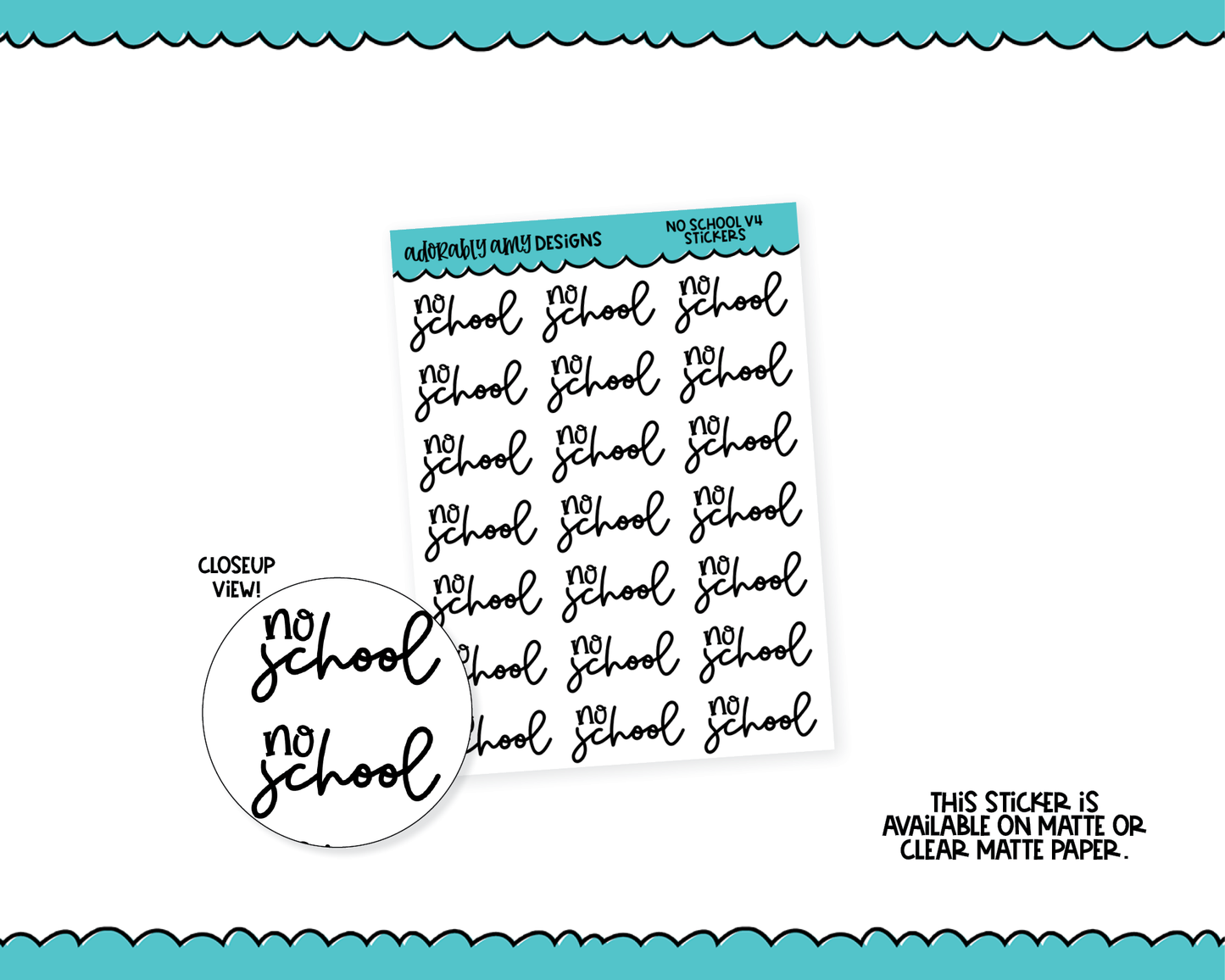 School No School V4 Typography Reminder Planner Stickers for any Planner or Insert