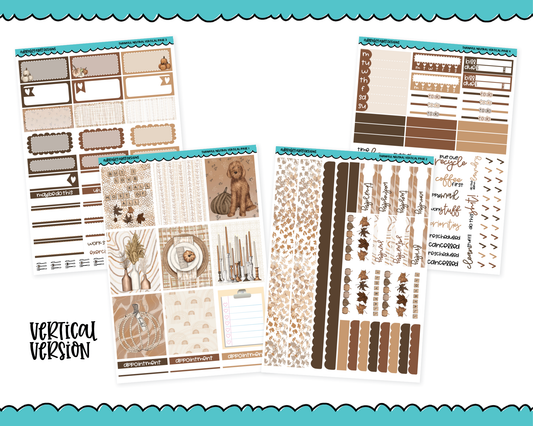 Vertical Thankful Neutral Thanksgiving Themed Planner Sticker Kit for Vertical Standard Size Planners or Inserts