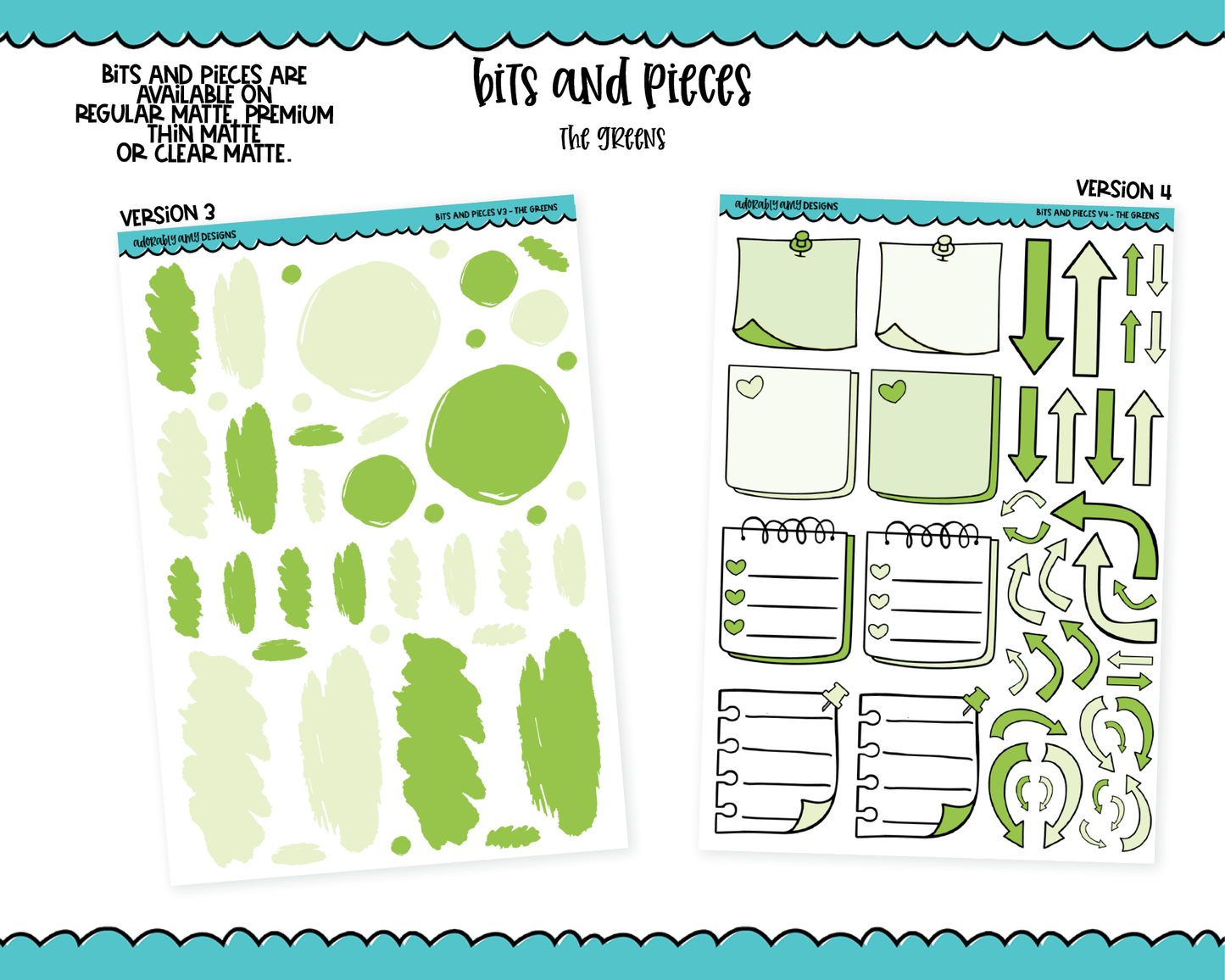 Bits & Pieces V3 & V4- Fun Kit Addons for Any Planner in 13 different Color Schemes