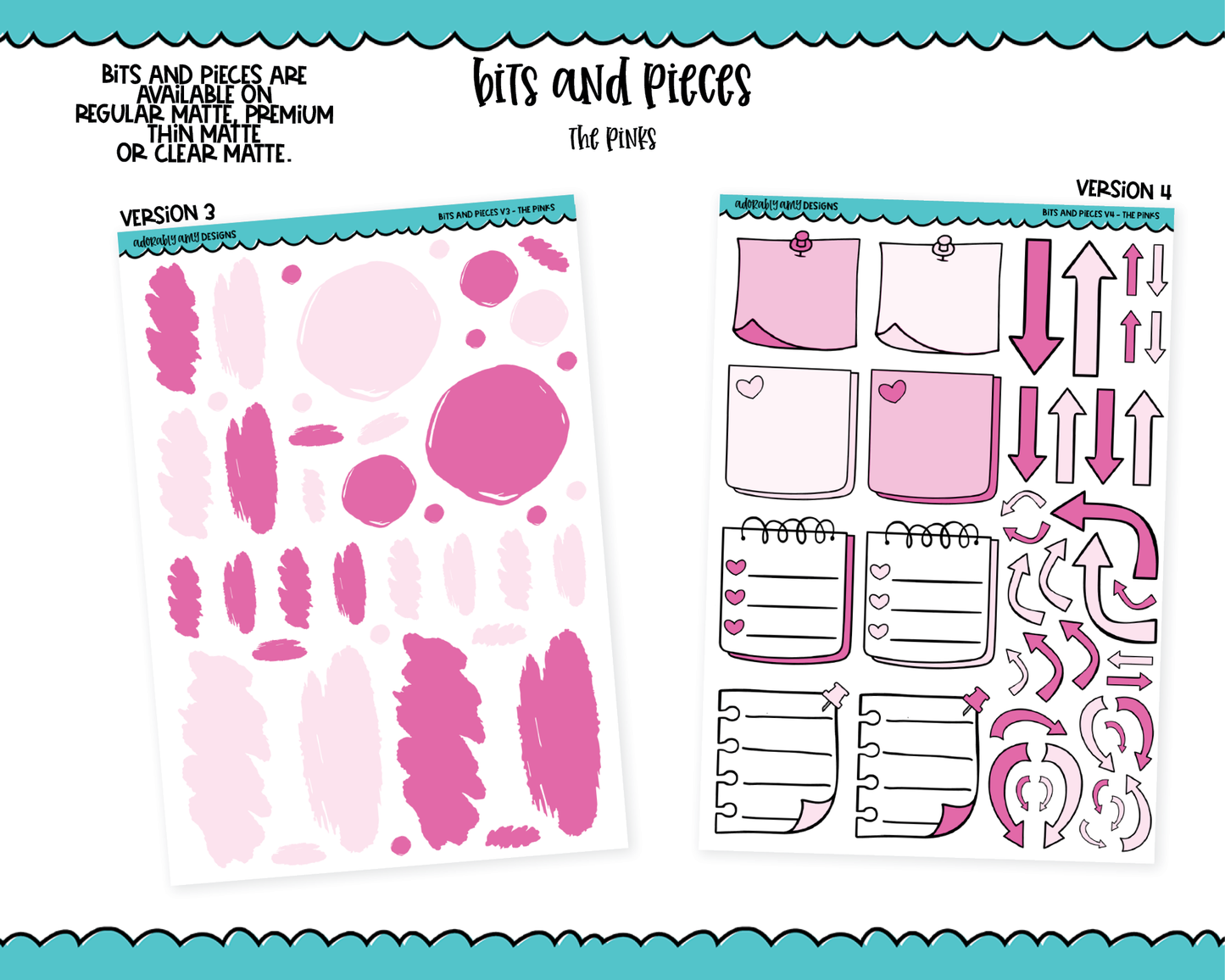 Bits & Pieces V3 & V4- Fun Kit Addons for Any Planner in 13 different Color Schemes