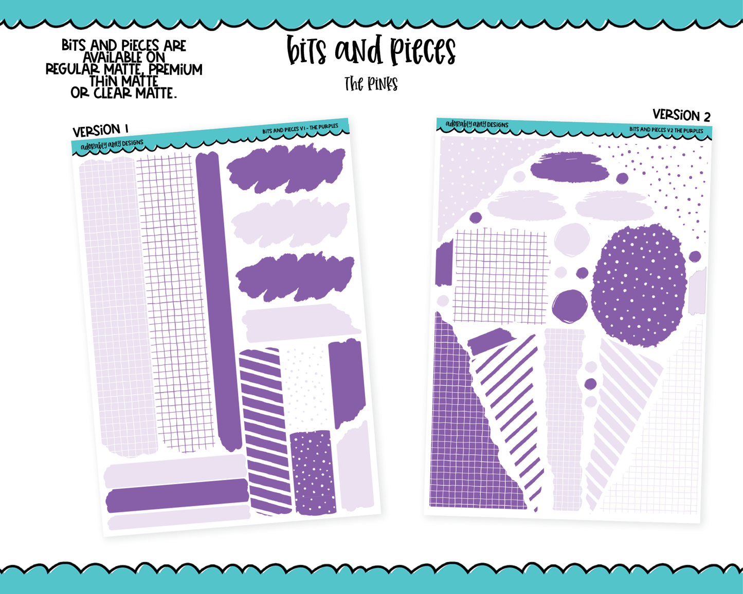 Bits & Pieces V1 & V2- Fun Kit Addons for Any Planner in 13 different Color Schemes
