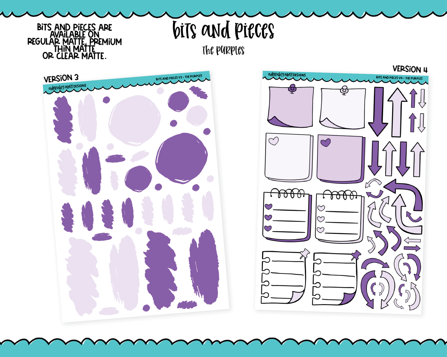 Bits & Pieces V3 & V4- Fun Kit Addons for Any Planner in 13 different Color Schemes