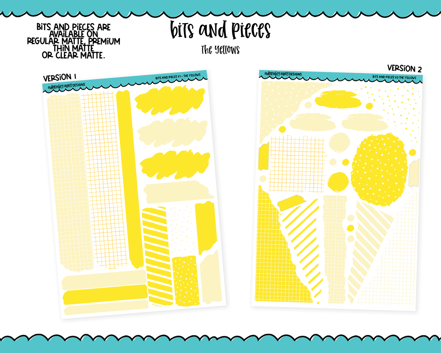 Bits & Pieces V1 & V2- Fun Kit Addons for Any Planner in 13 different Color Schemes