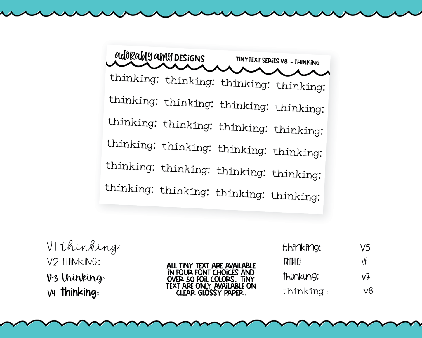 Foiled Tiny Text Series - Thinking Checklist Size Planner Stickers for any Planner or Insert
