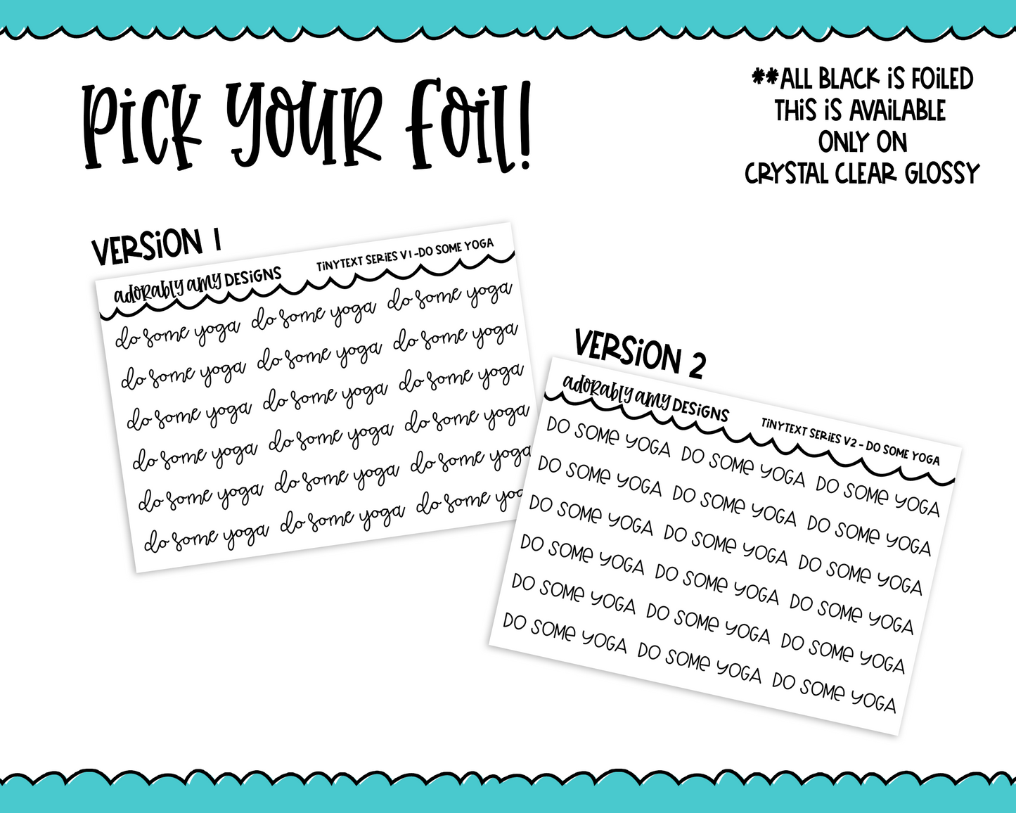 Foiled Tiny Text Series - Do Some Yoga Checklist Size Planner Stickers for any Planner or Insert - Adorably Amy Designs