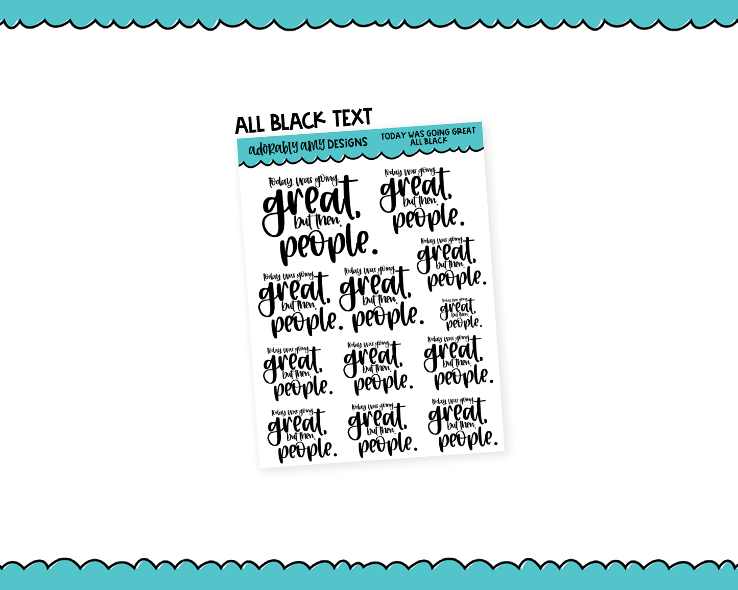 Rainbow or Black Today Was Great Typography Planner Stickers for any Planner or Insert