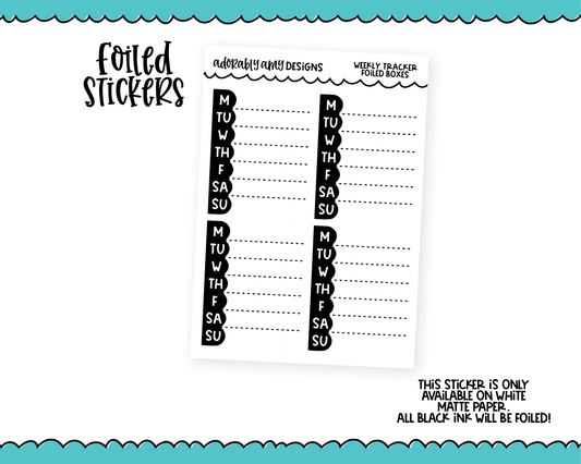 Foiled Sidebar Weekly Tracker Boxes Planner Stickers for any Planner or Insert