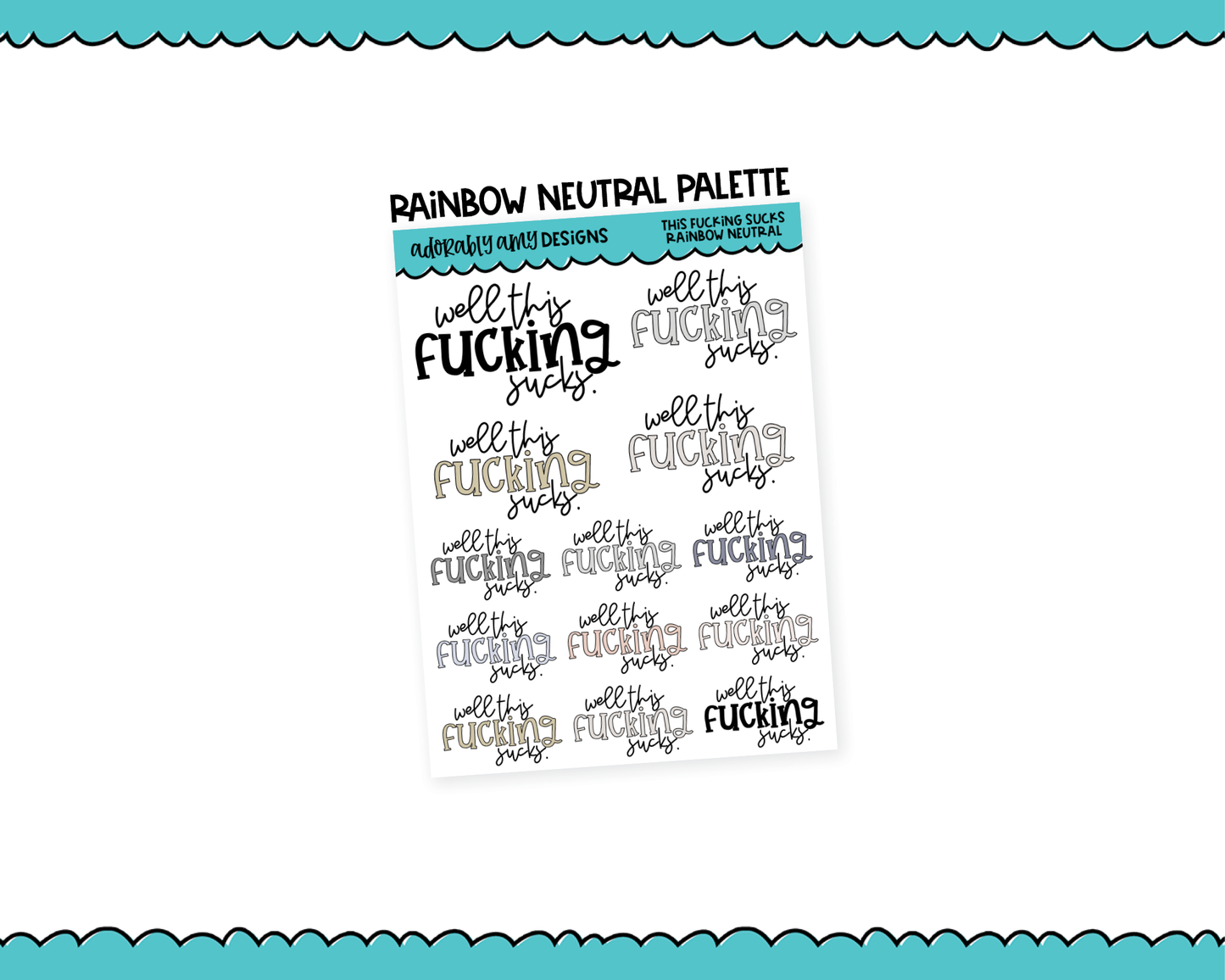 Rainbow or Black Well This Fucking Sucks Snarky Typography Planner Stickers for any Planner or Insert